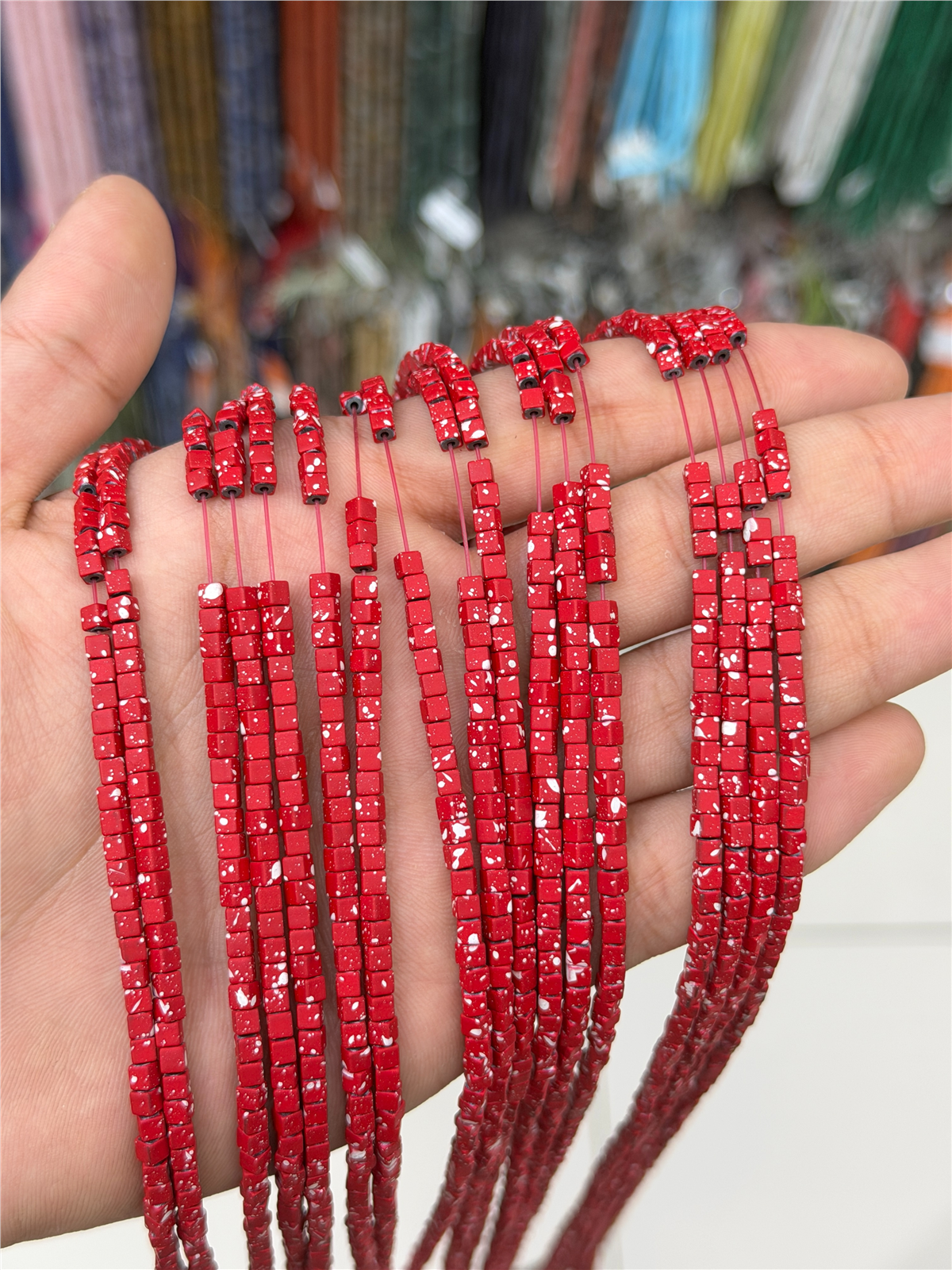 Hematit Taşı Küp Kesim Mat Kırmızı 3x3mm Doğal Taş Dizi