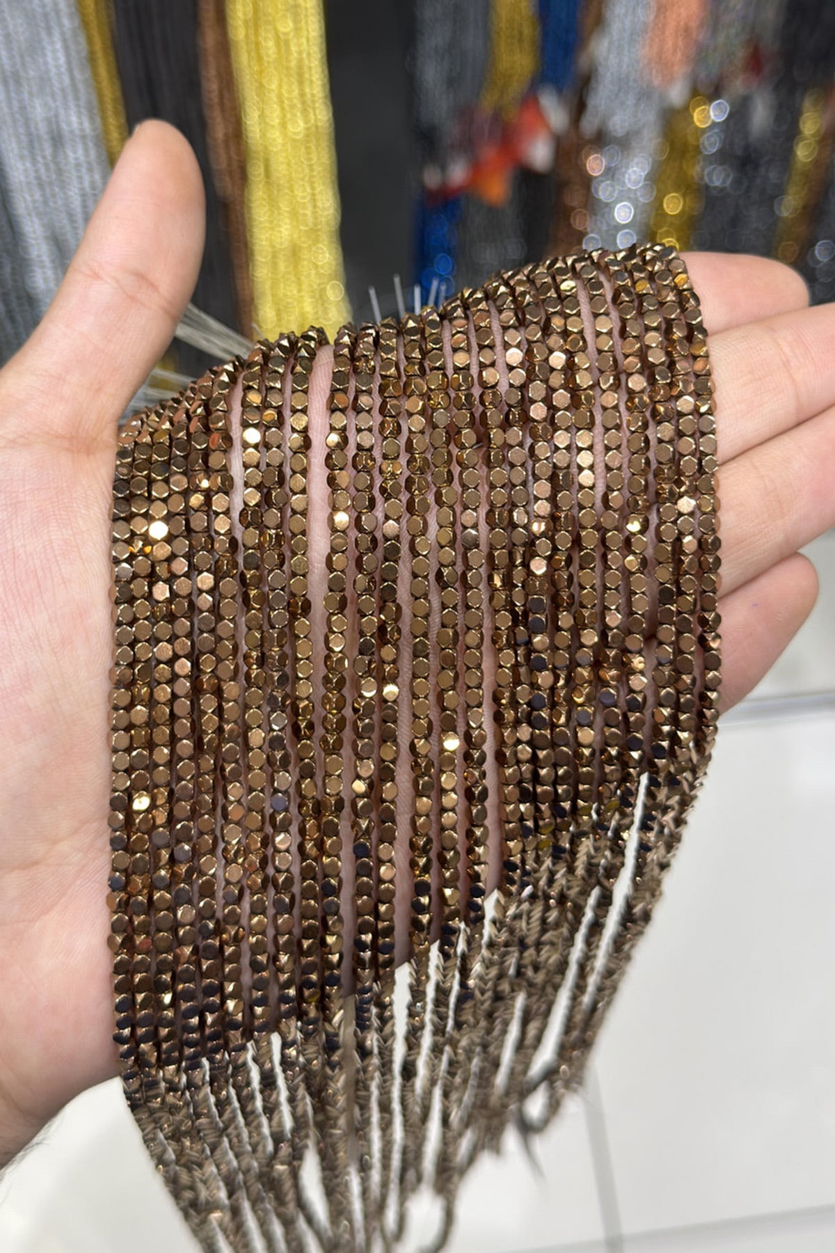 Hematit Taşı Küp Kesim Parlak Kahverengi 3x3mm Doğal Taş Dizi
