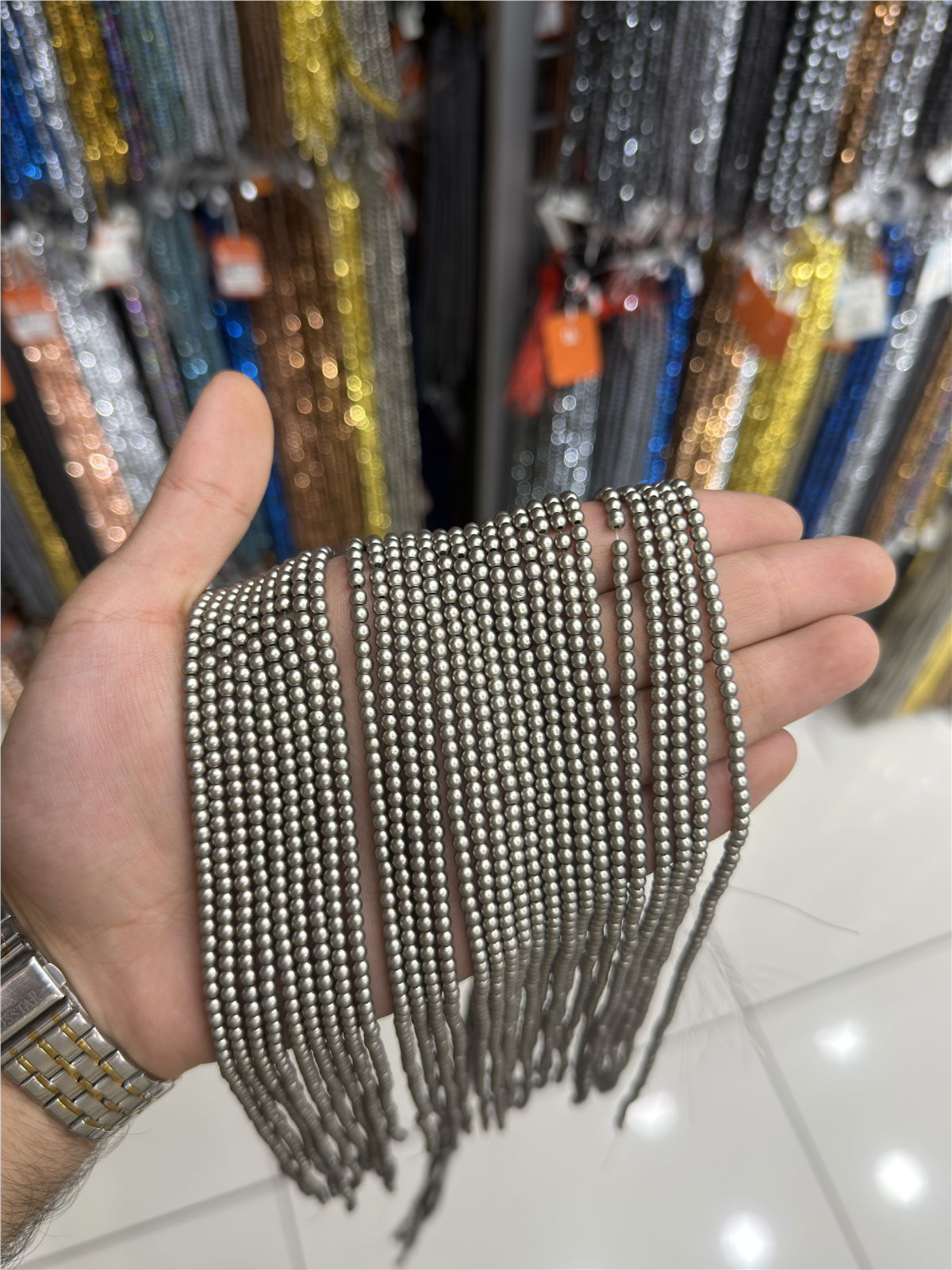 Hematit Taşı Küre Kesim 3mm- Mat Titanyum Doğal Taş Dizi