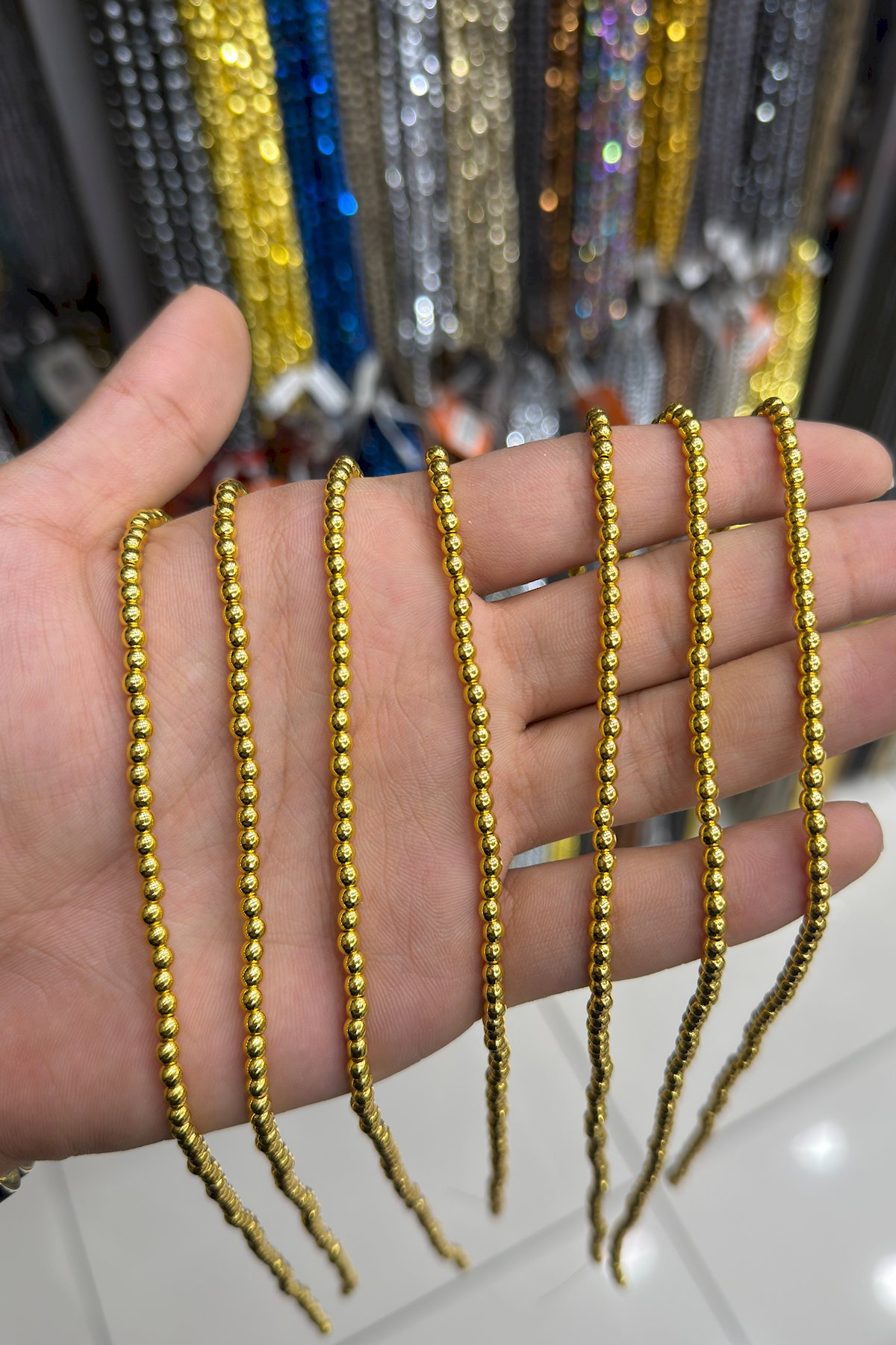 Hematit Taşı Küre Kesim Altın Sarı 3mm Doğal Taş Dizi