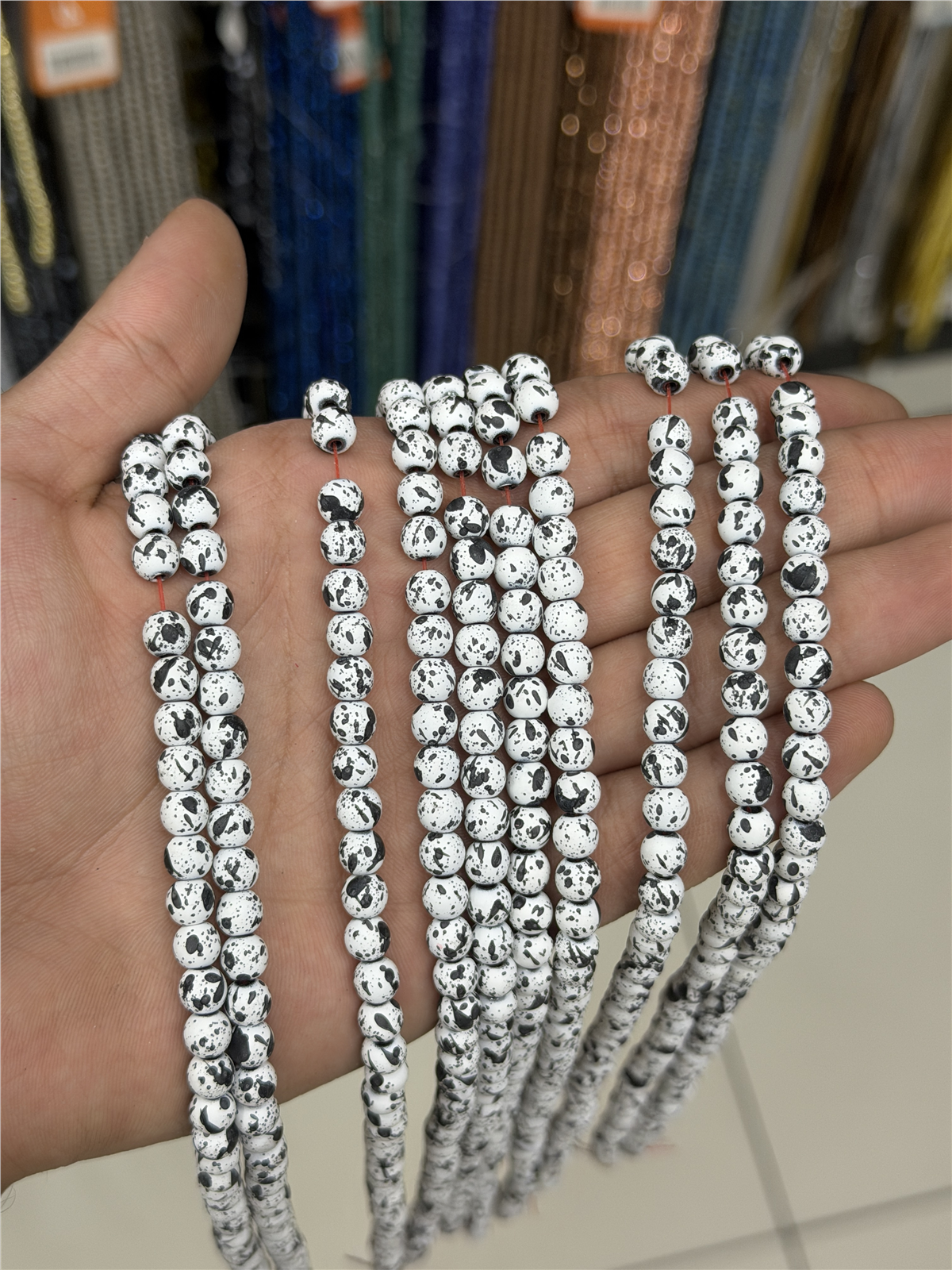 Hematit Taşı Küre Kesim Beyaz 6mm Doğal Taş Dizi