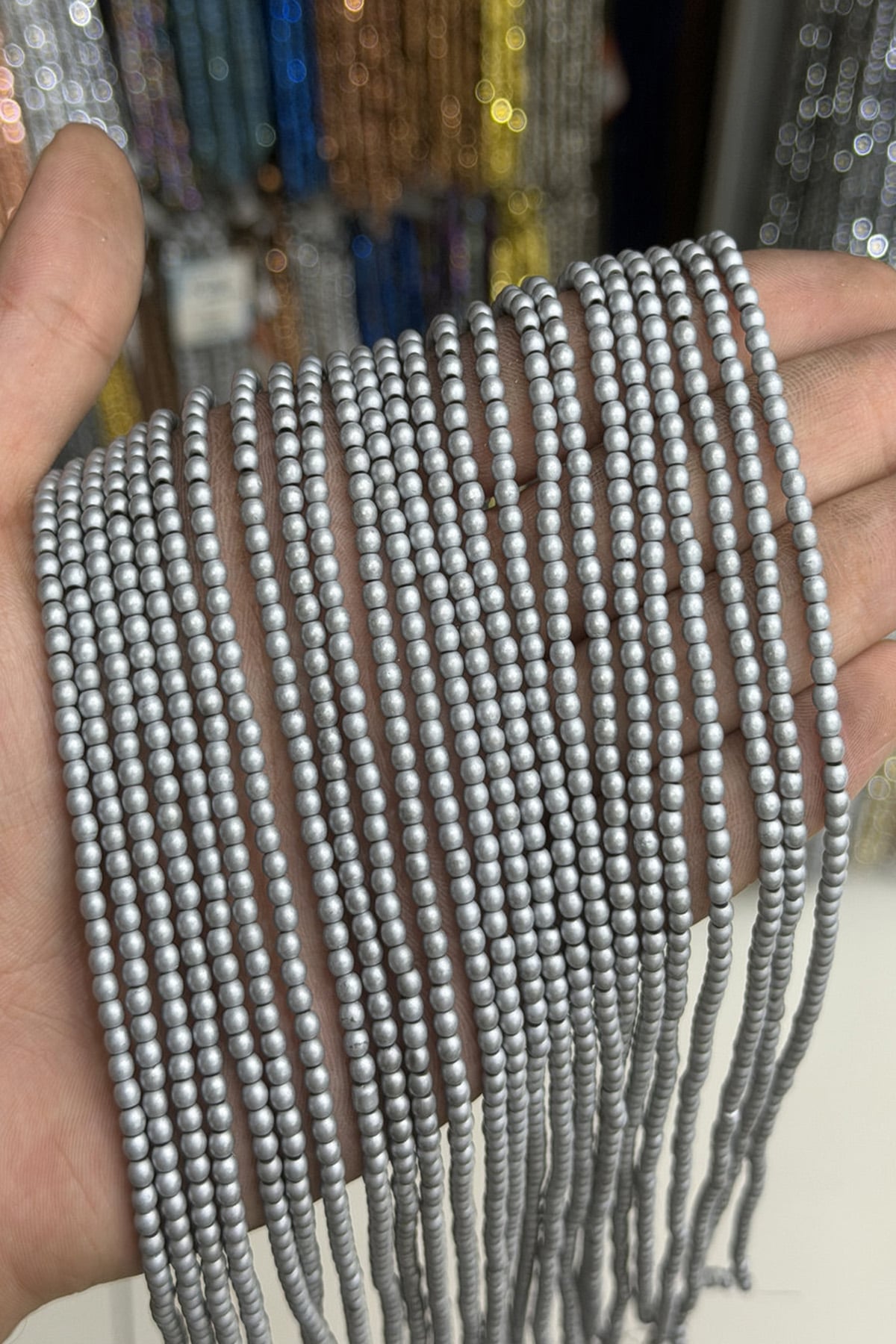 Hematit Taşı Küre Kesim Mat Açık Gri 3mm Doğal Taş Dizi