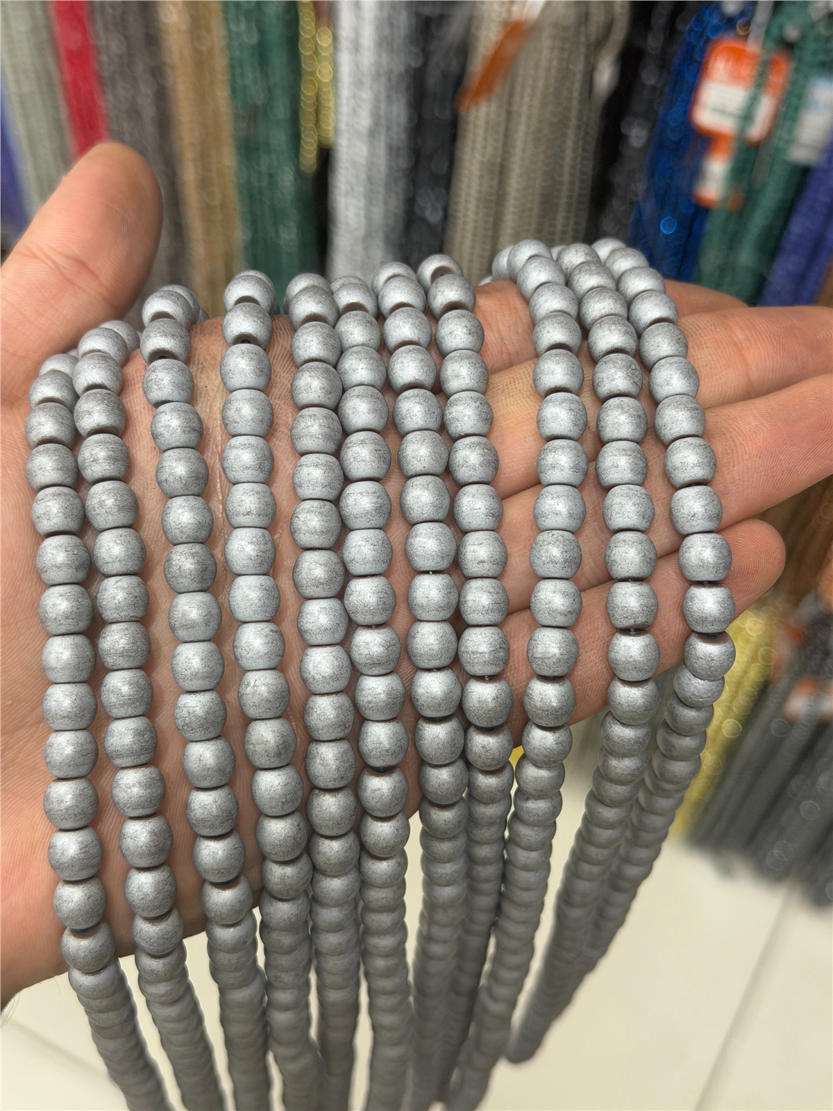 Hematit Taşı Küre Kesim Mat Açık Gri 8mm Doğal Taş Dizi