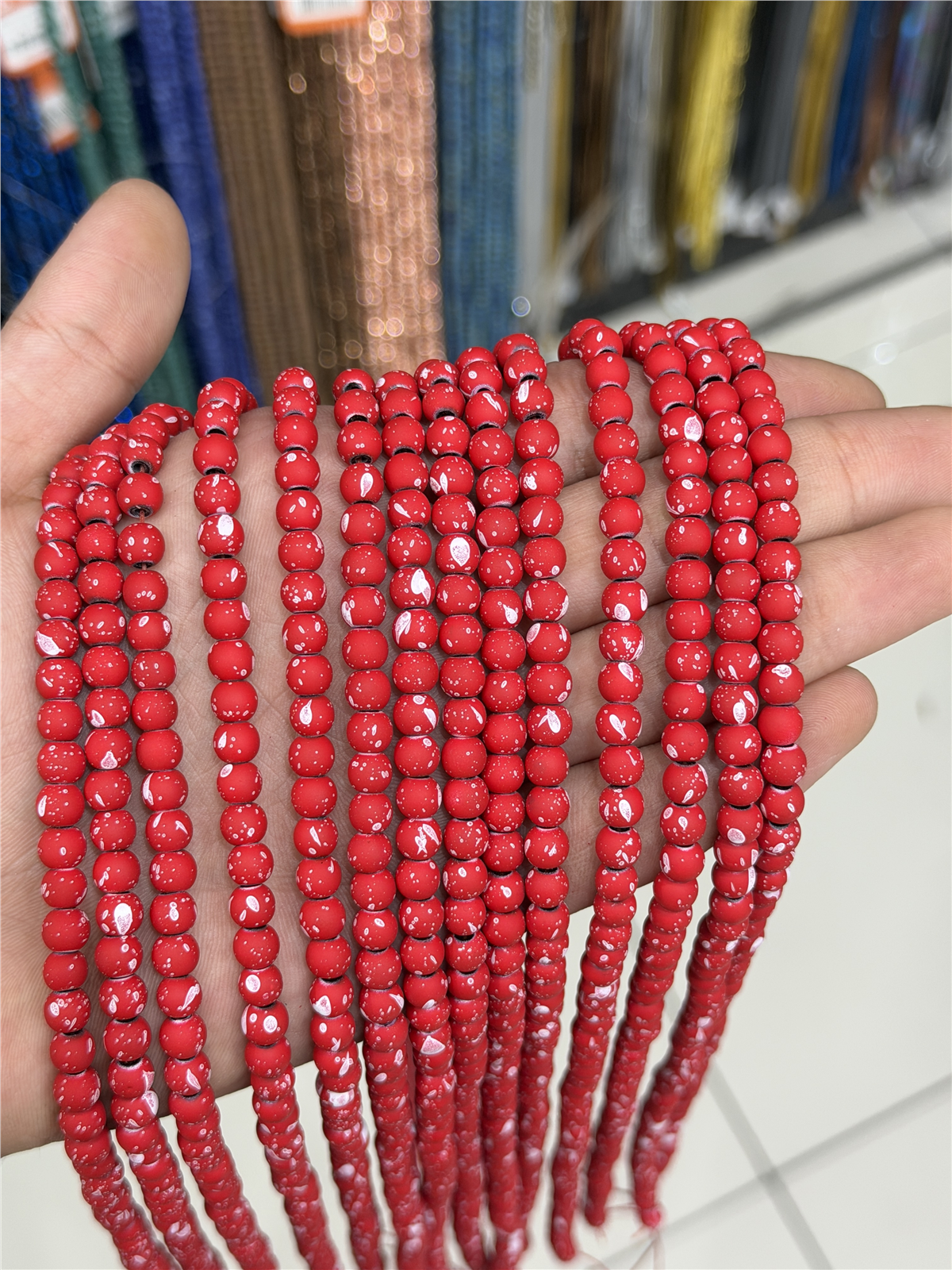 Hematit Taşı Küre Kesim Mat Kırmızı 6mm Doğal Taş Dizi