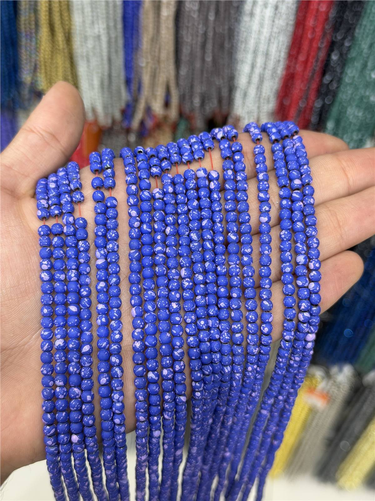 Hematit Taşı Küre Kesim Mat Mor 4mm Doğal Taş Dizi