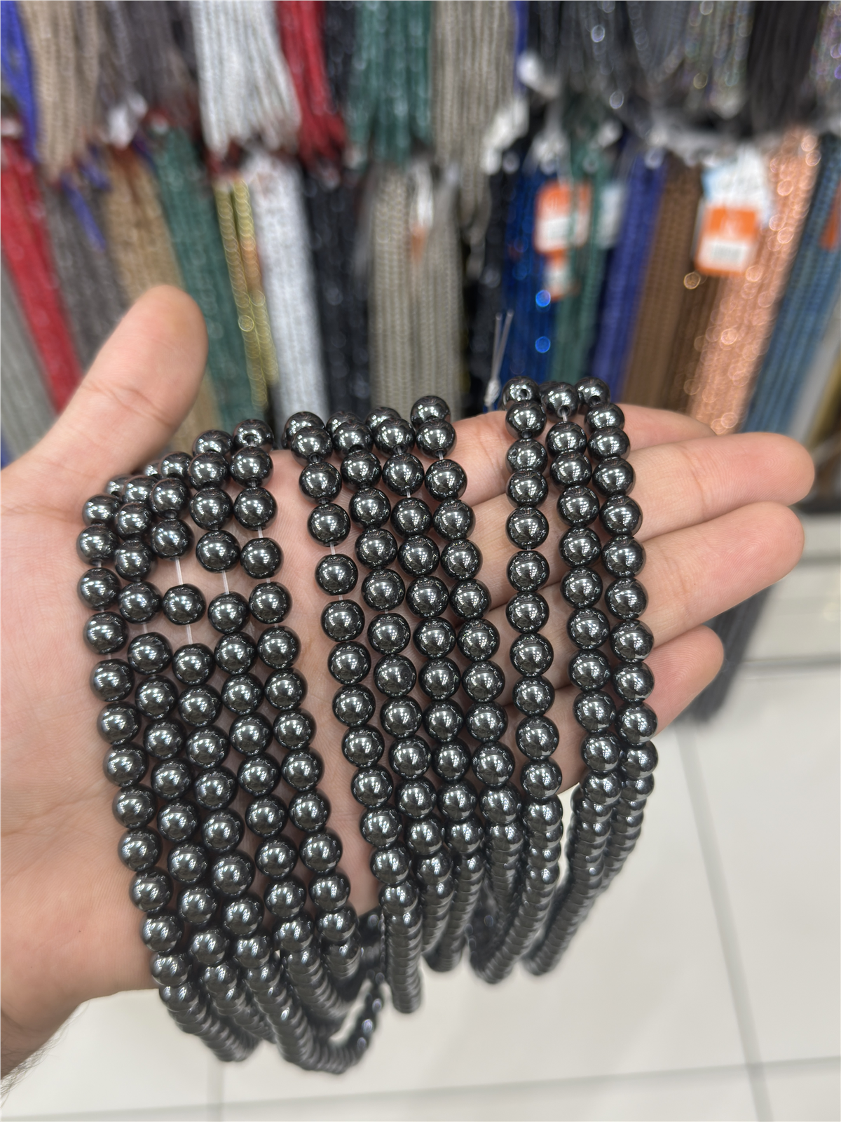 Hematite Natural Stone Shiny Smoked 8mm String Of Beads
