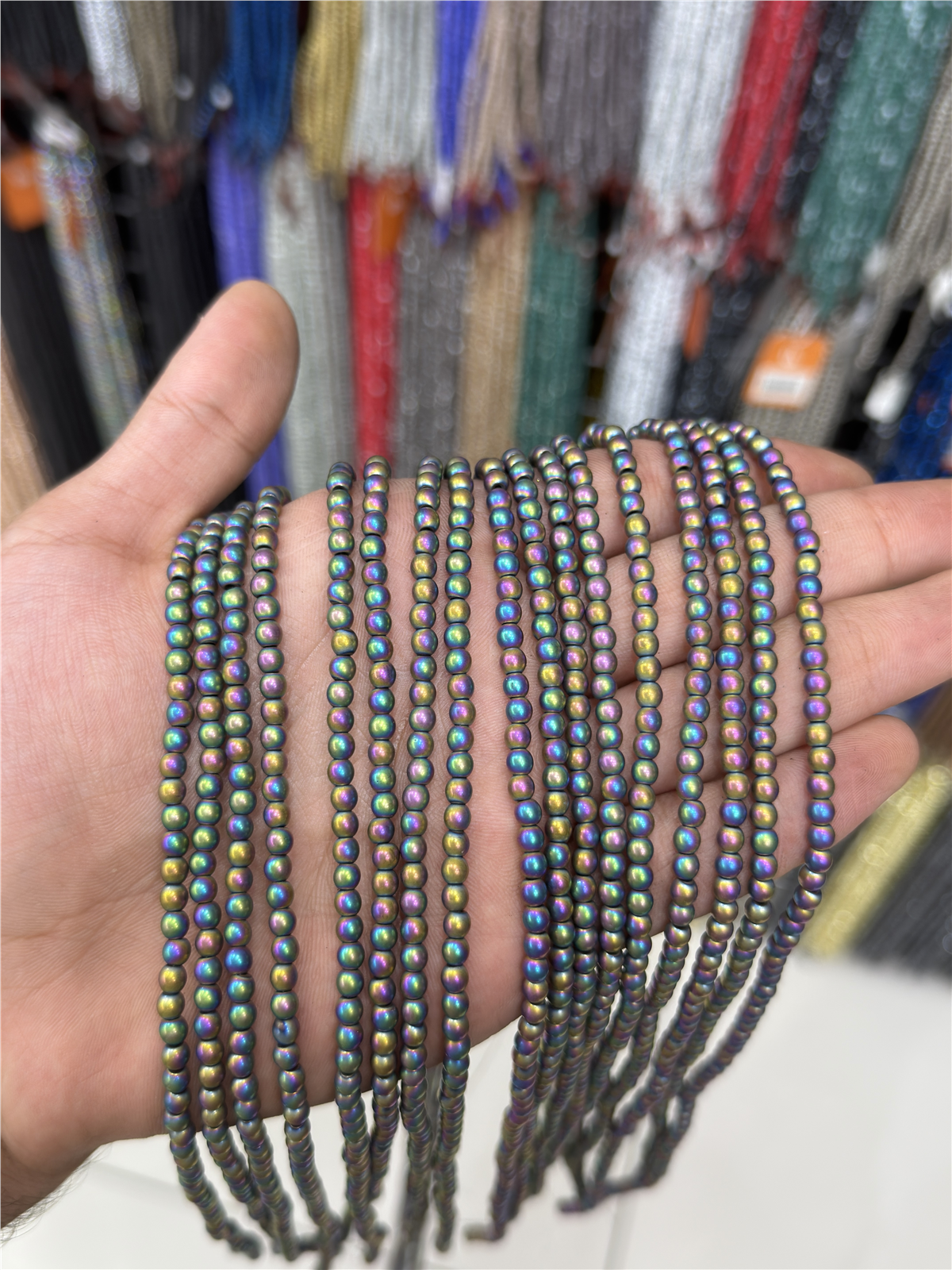 Hematite Natural Stone Shiny Rainbow 4mm String Of Beads