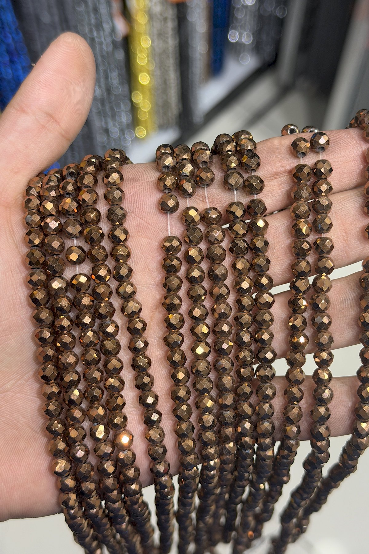 Hematit Taşı Küre Kesim Parlak Kahverengi 6mm Doğal Taş Dizi