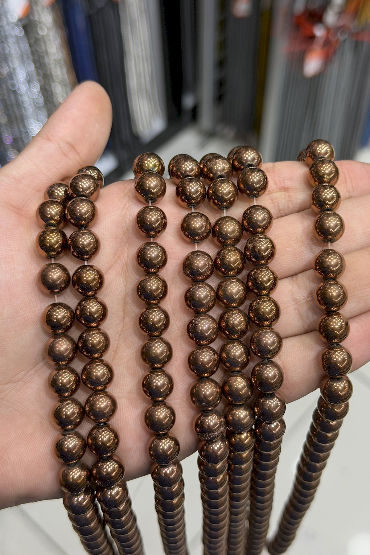 Hematit Taşı Küre Kesim Parlak Kahverengi 10mm Doğal Taş Dizi