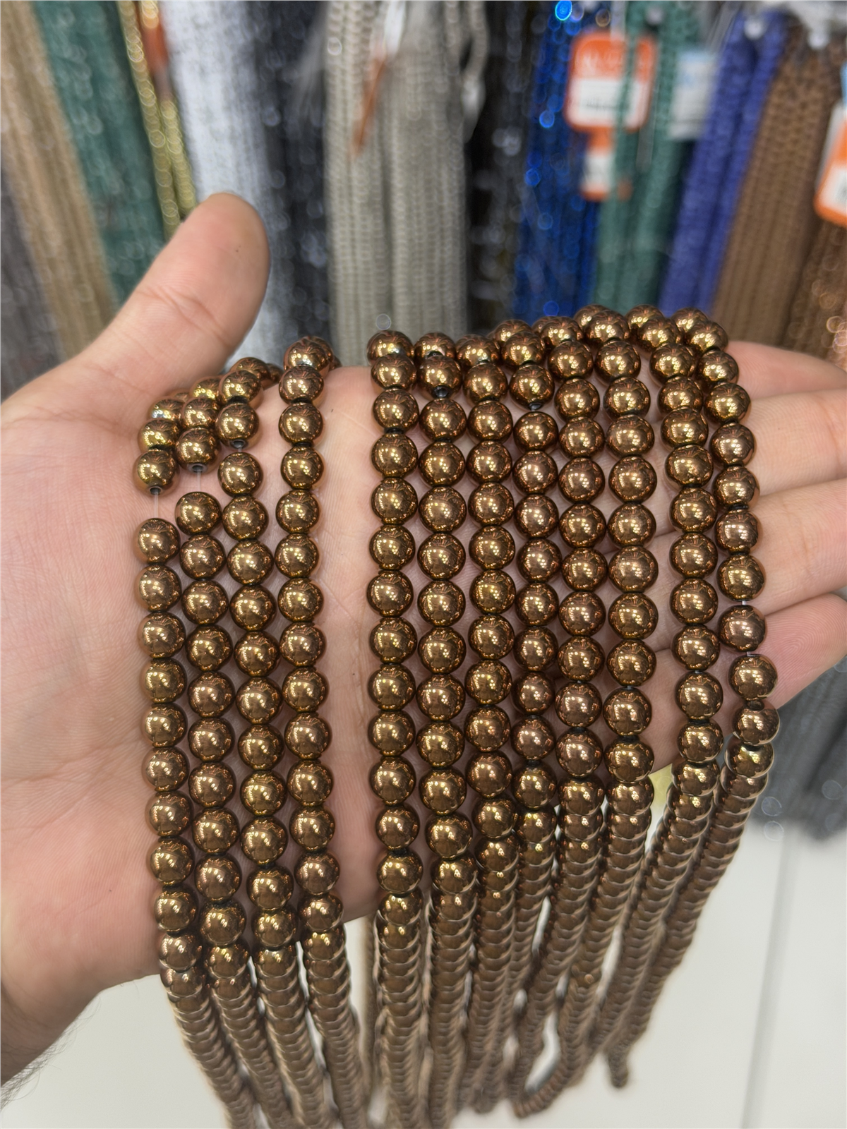 Hematit Taşı Küre Kesim Parlak Kahverengi 8mm Doğal Taş Dizi