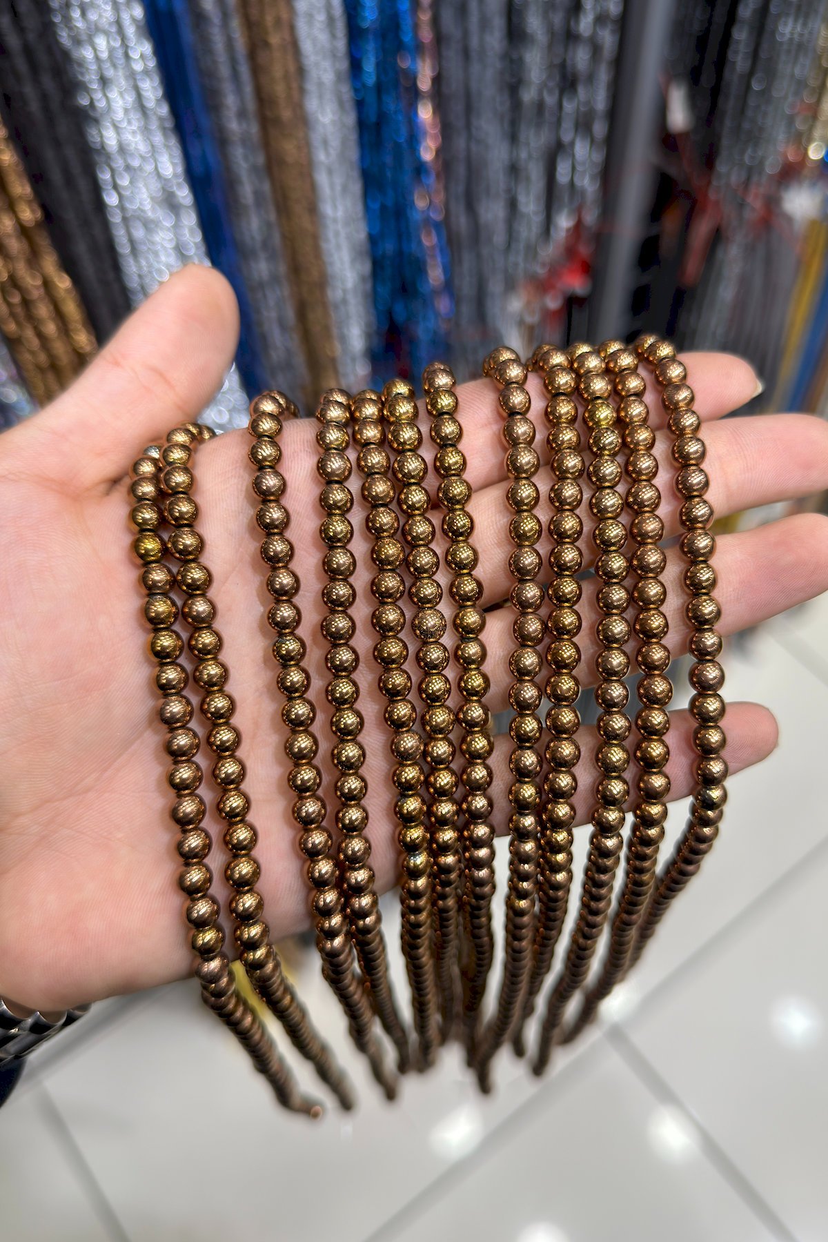 Hematit Taşı Küre Kesim Parlak Kahverengi 6mm Doğal Taş Dizi