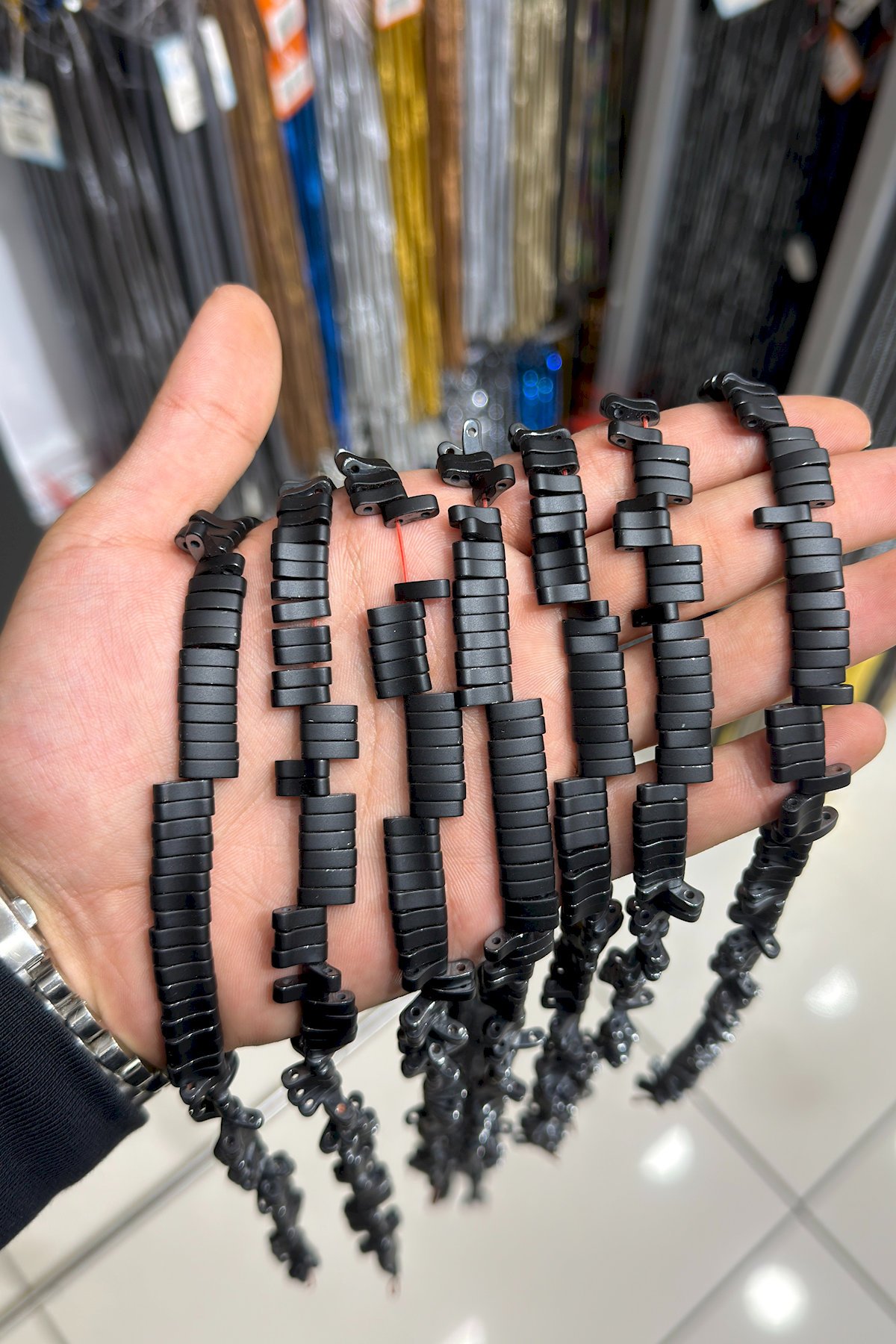 Hematite Stone Matte Black 3x10mm Bead Strand