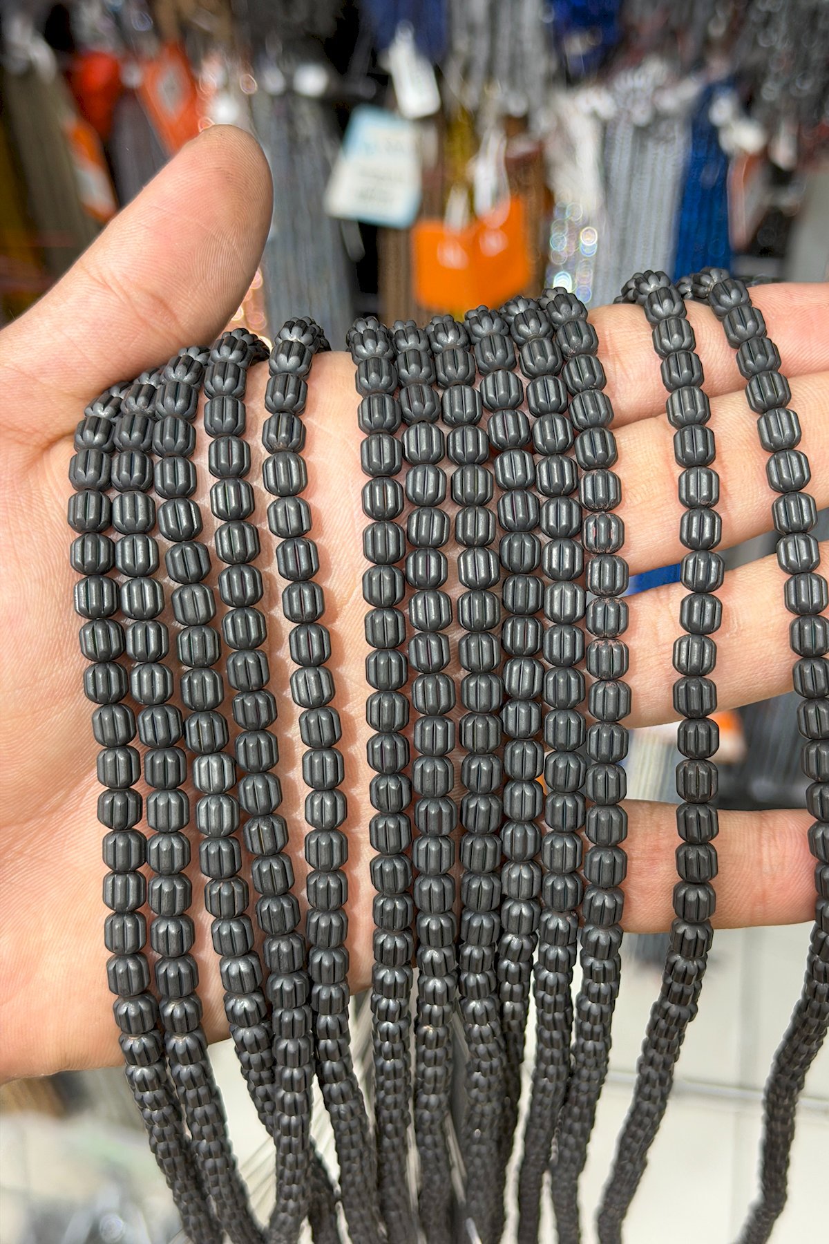 Hematit Doğal Taş Mat Siyah Silindir Kesim 6x6mm Dizi [AA]