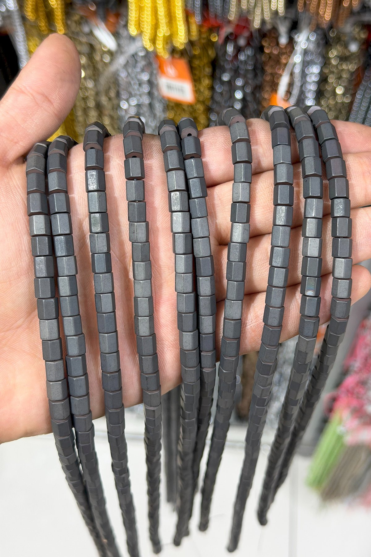 Hematite Stone Matte Black Bead Strand