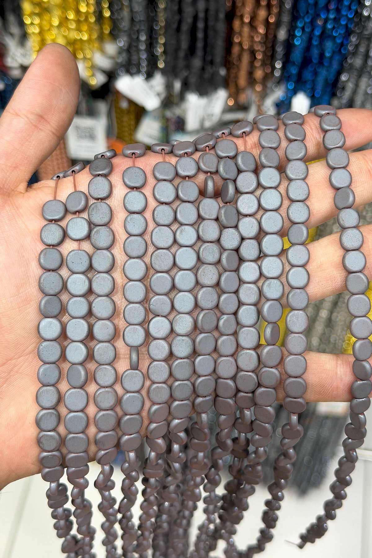 Hematit Doğal Taş Mat Gri Oval Kesim 8x2mm Dizi