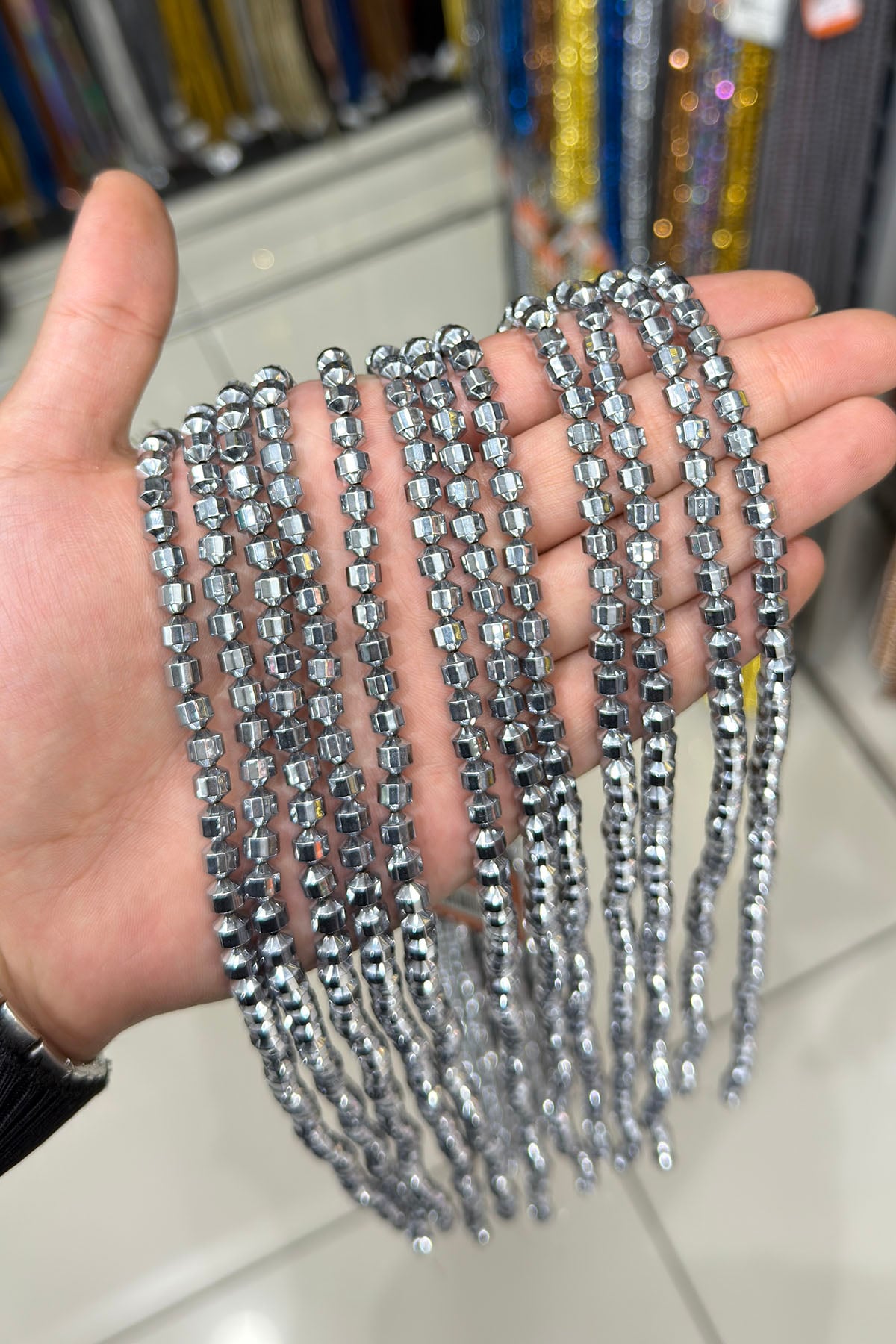 Hematit Taşı Özel Kesim 6x6mm- Parlak Gümüş Doğal Taş Dizi