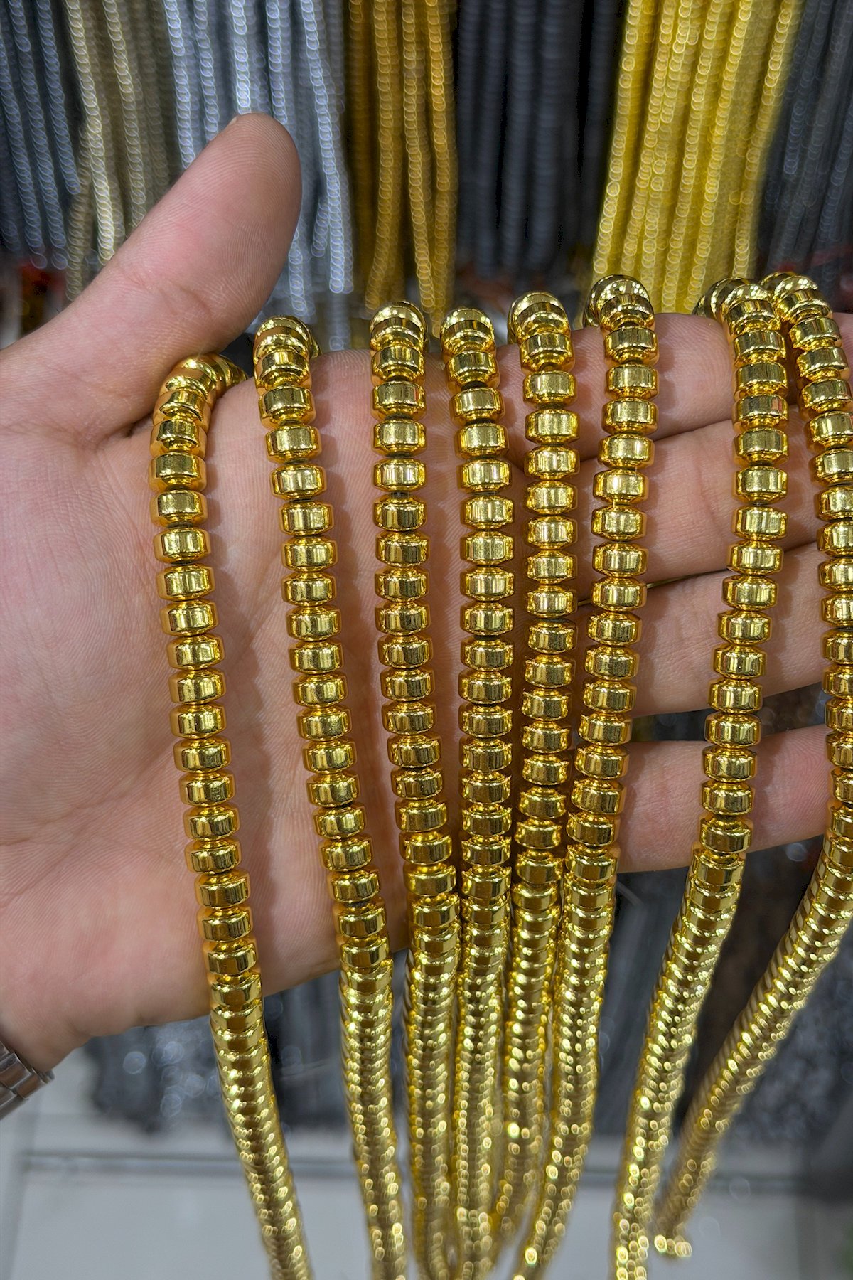Hematit Taşı Özel Kesim Açık Sarı 8x5mm Doğal Taş Dizi