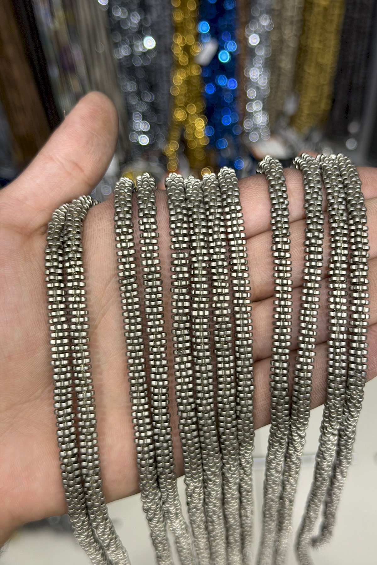 Hematit Taşı Papatya Rondela Kesim 6x2mm- Mat Titanyum Doğal Taş Dizi