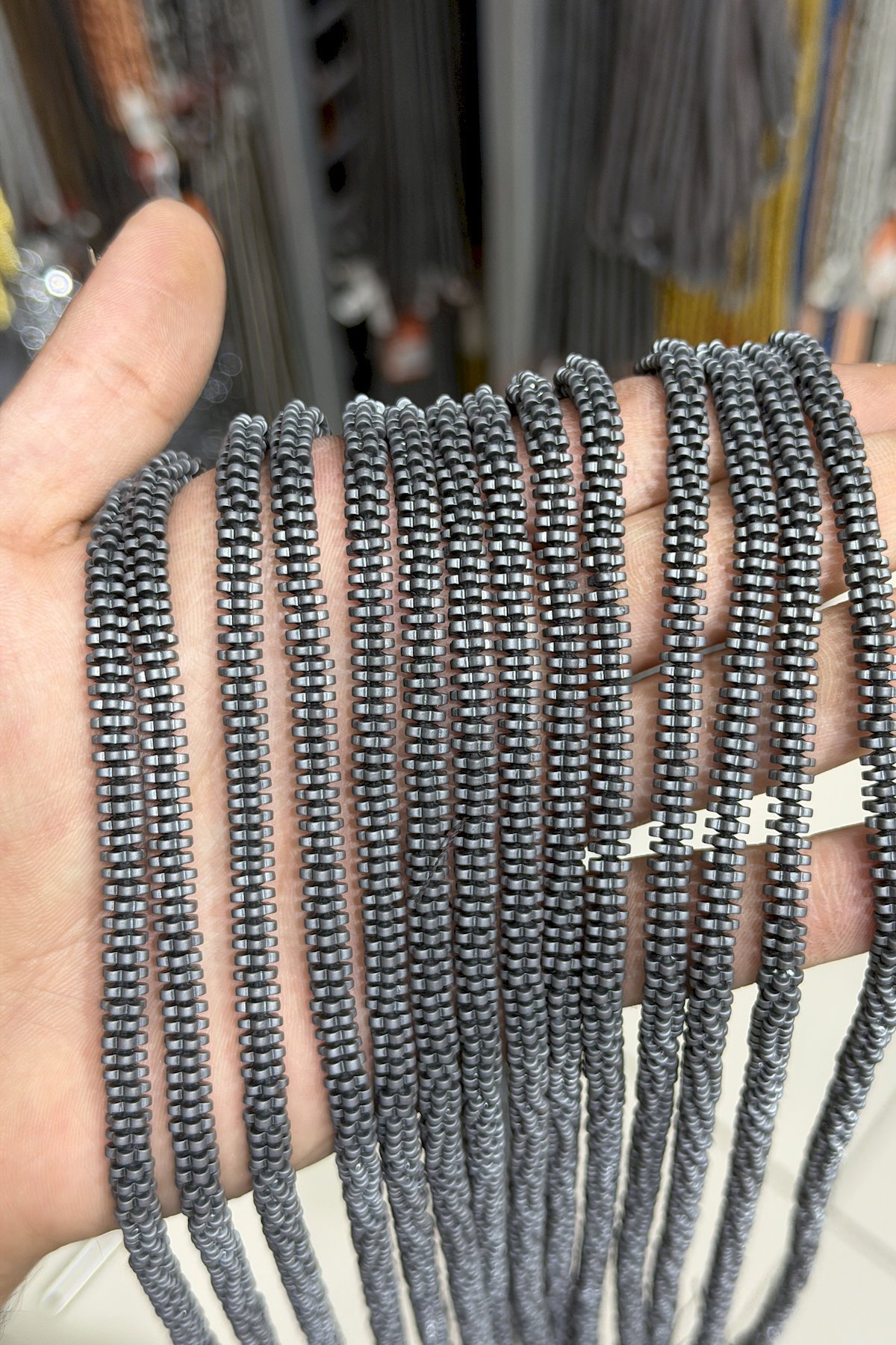 Hematit Taşı Papatya Rondela Kesim Mat Gri 6x2mm Doğal Taş Dizi