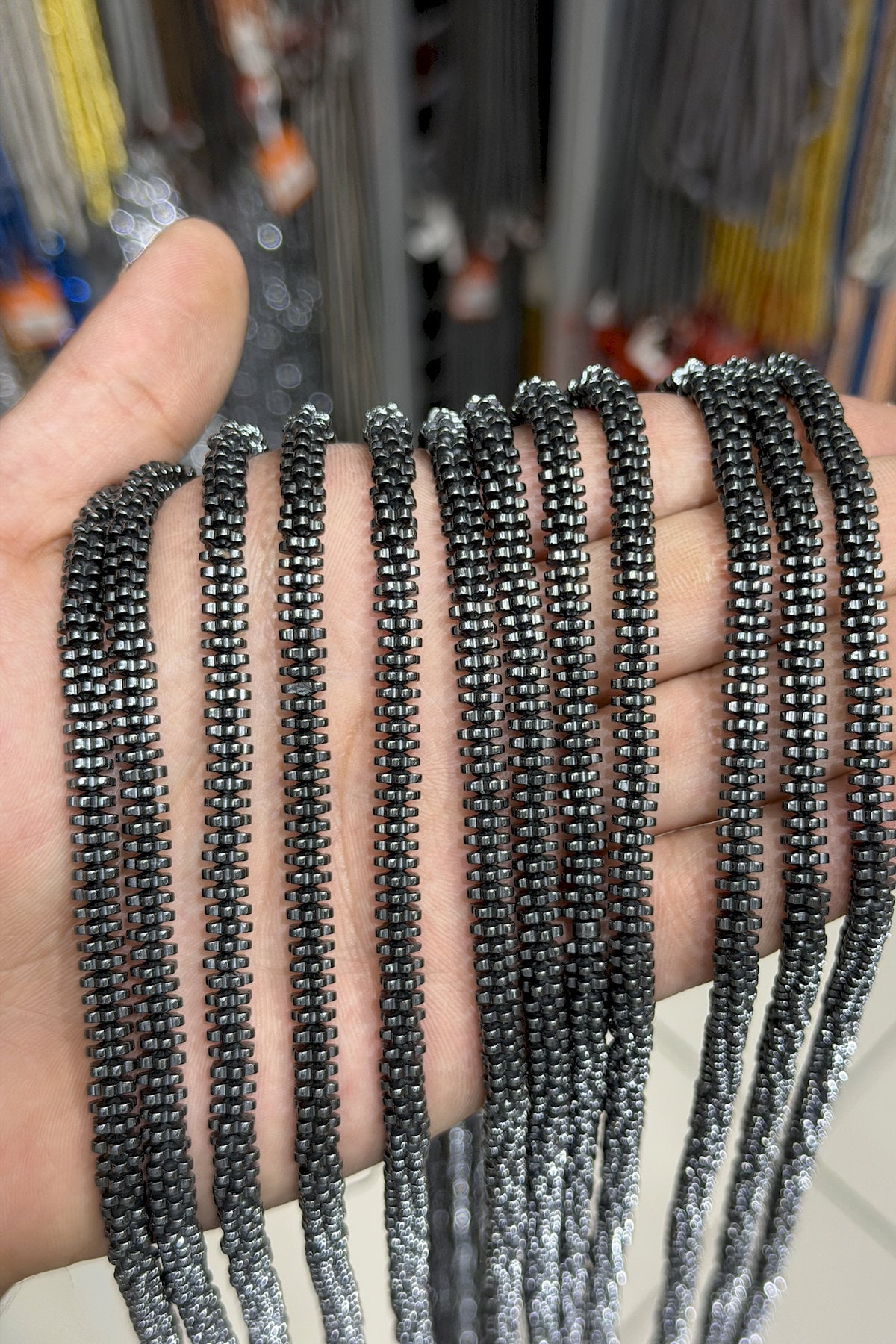 Hematit Taşı Papatya Rondela Kesim Parlak Füme 6x2mm Doğal Taş Dizi