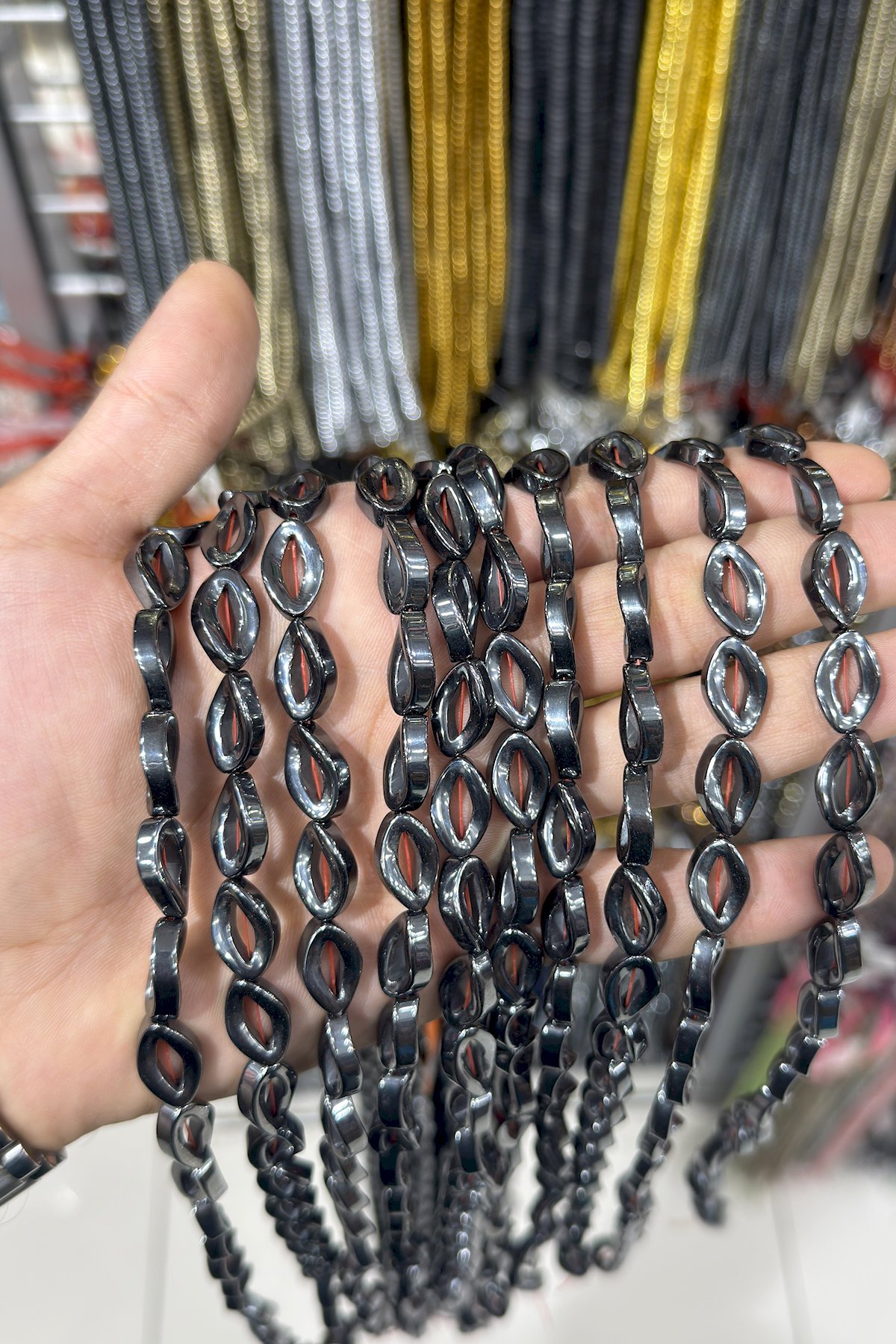 Hematite Stone Shiny Smoky Gray Bead Strand