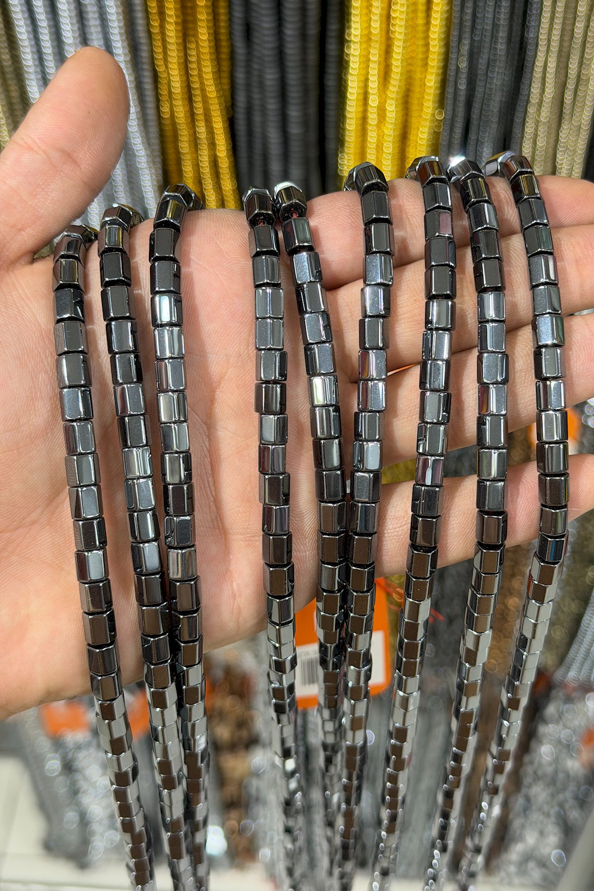 Hematite Stone Shiny Smoky Gray Bead Strand