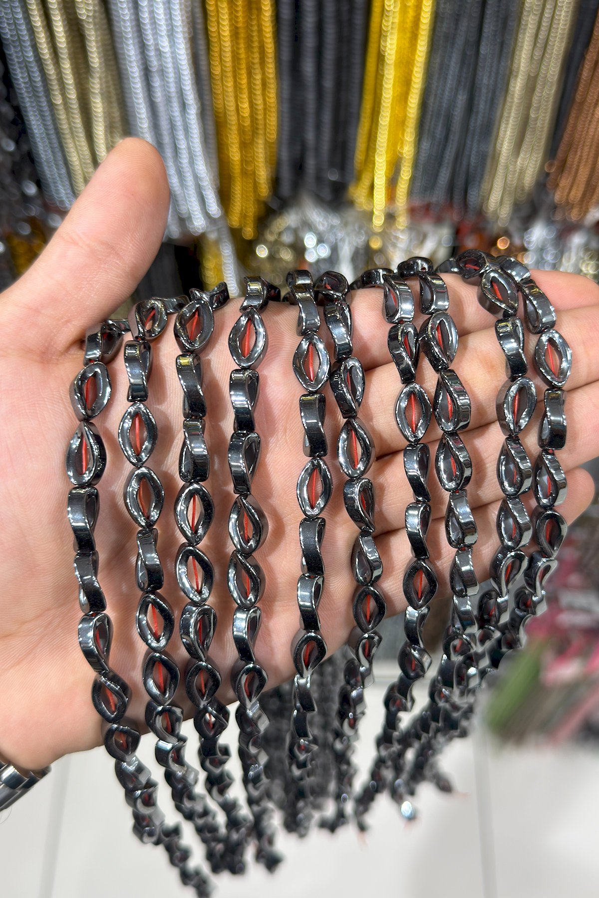 Hematite Stone Shiny Smoky Gray Bead Strand