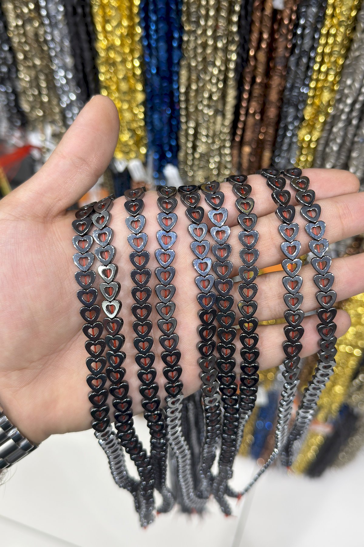 Hematite Stone Shiny Smoky Gray Bead Strand