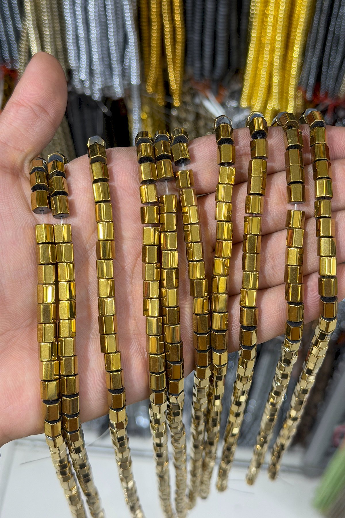 Hematite Stone - Shiny Gold Bead Strand