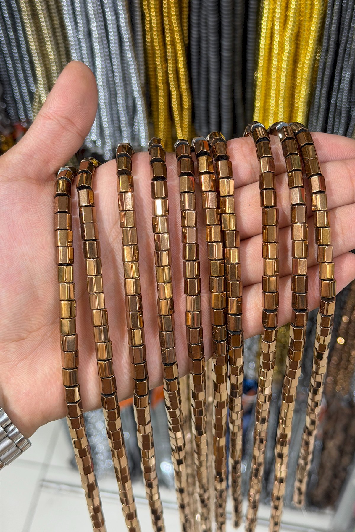 Hematite Stone Shiny Brown Bead Strand