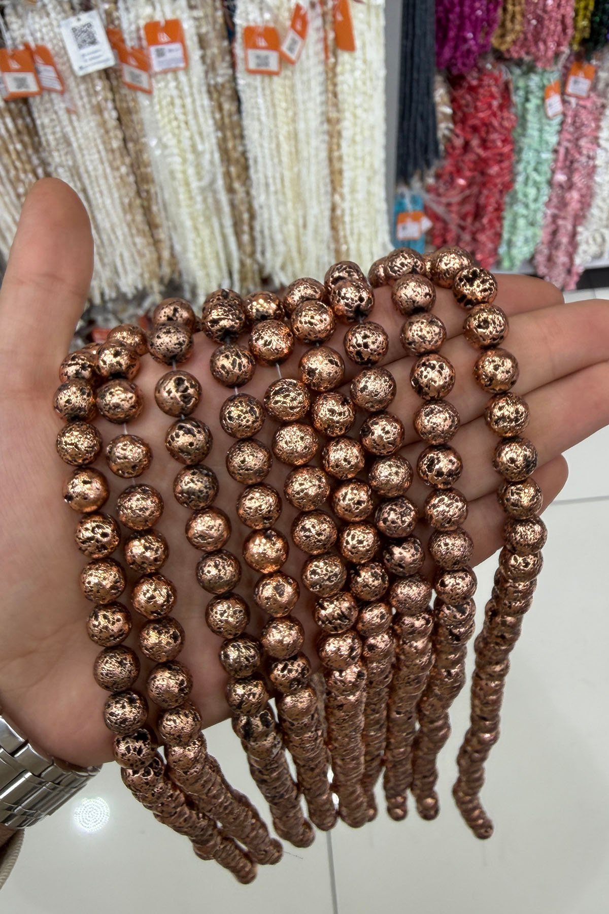 Hematit Taşı Pütürlü Küre Kesim 10mm-Pütürlü Antik Bakır Doğal Taş Dizi