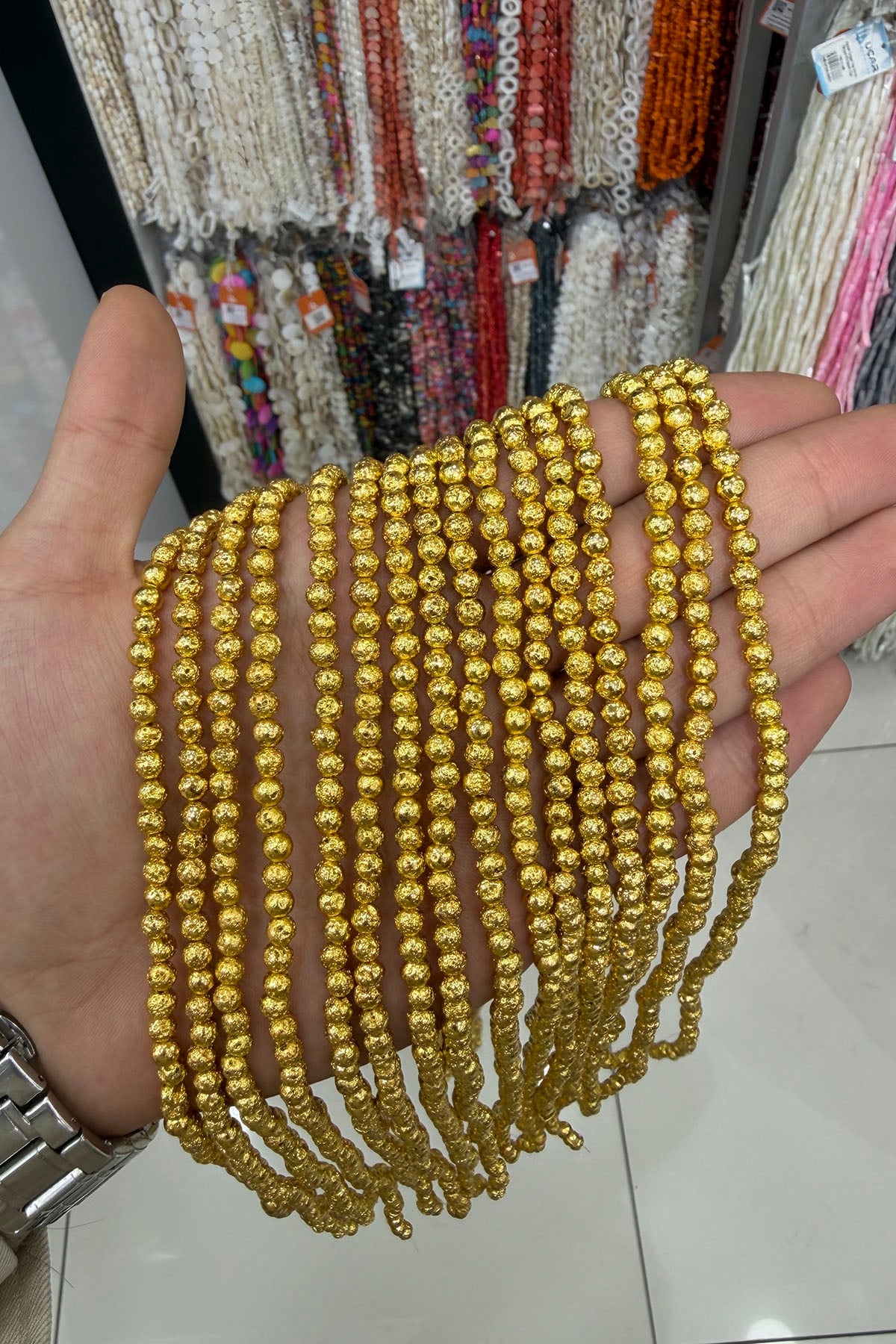 Hematit Taşı Pütürlü Küre Kesim 5mm-Pütürlü Sarı Doğal Taş Dizi