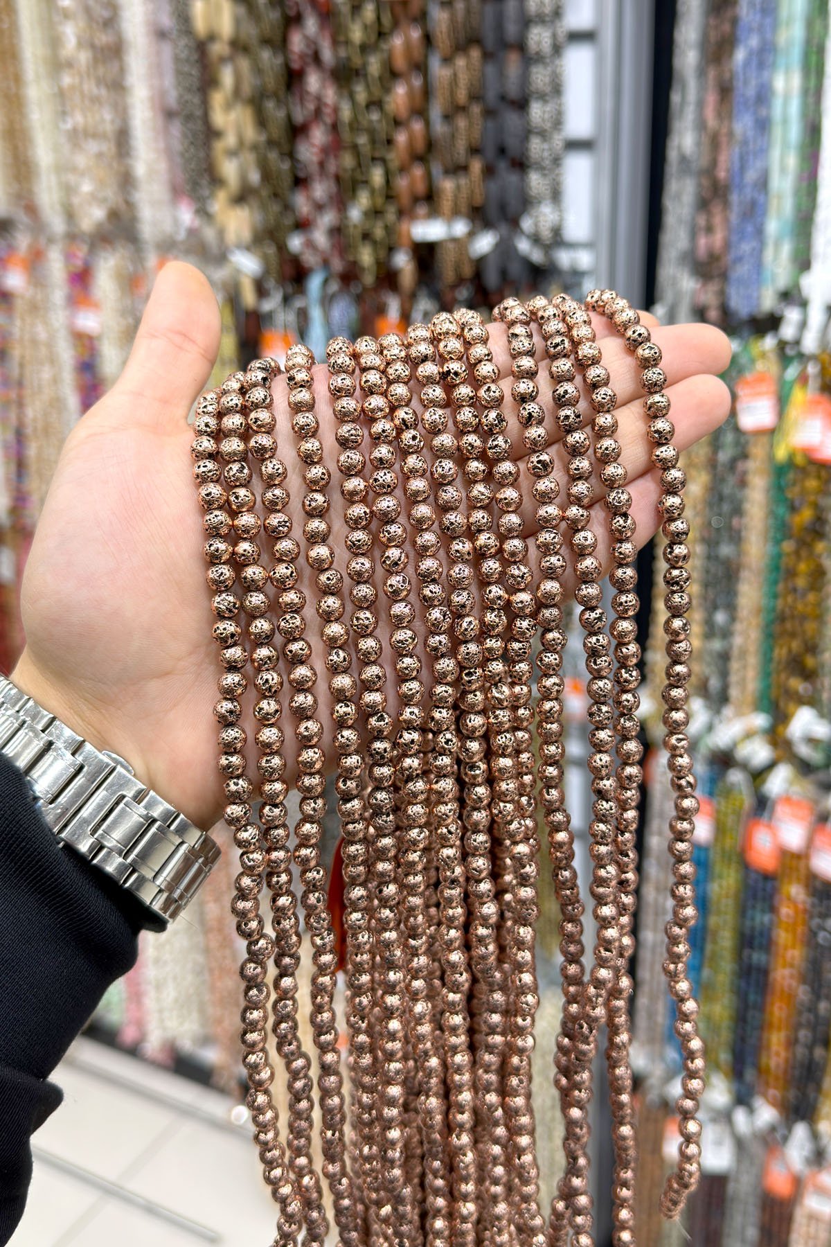 Hematit Taşı Pütürlü Küre Kesim 7x7mm-Pütürlü Antik Bakır Doğal Taş Dizi