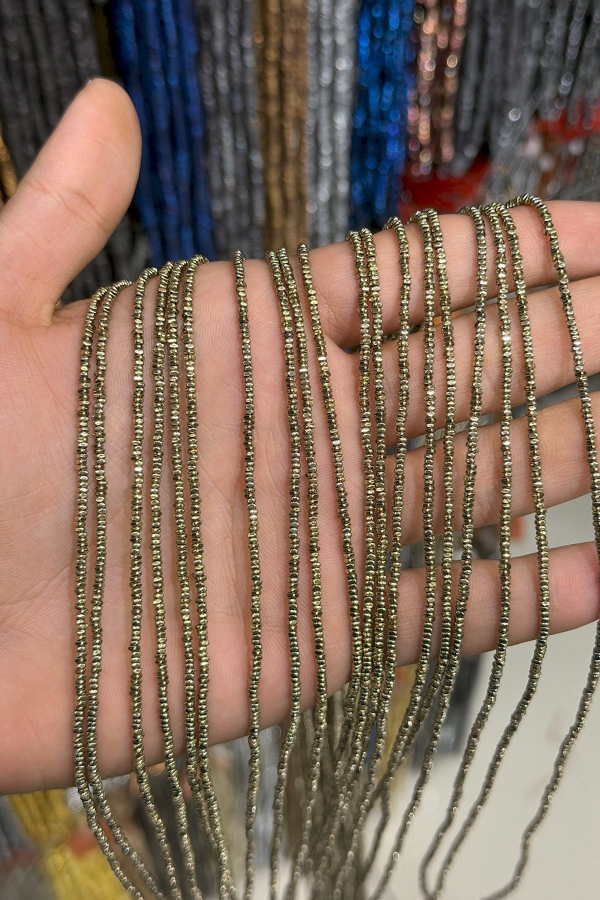 Hematit Taşı Rondela Kesim 2x1mm- Parlak Antik Sarı Doğal Taş Dizi
