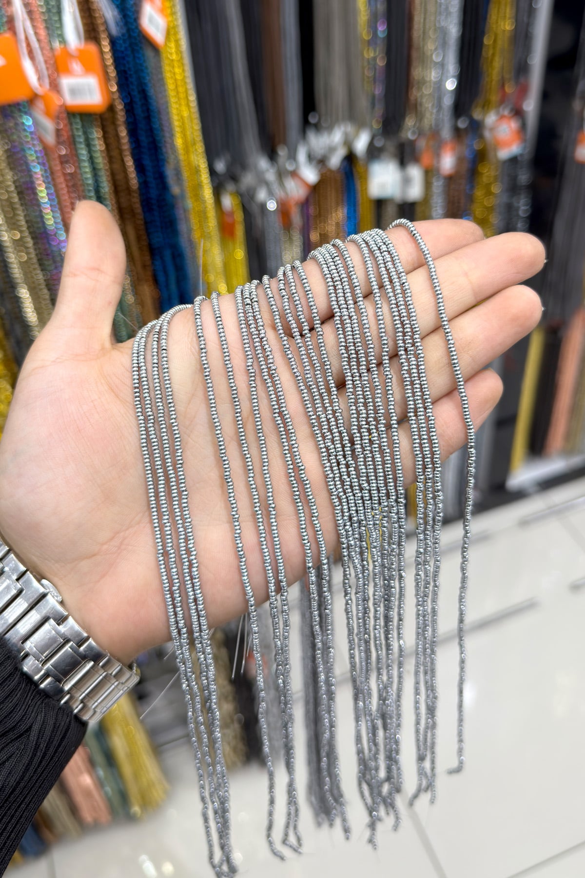 Hematit Taşı Rondela Kesim 2x1mm- Parlak Gümüş Doğal Taş Dizi