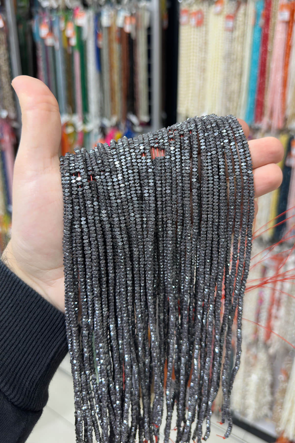 Hematit Taşı Rondela Kesim 3x2mm- Parlak Füme Doğal Taş Dizi
