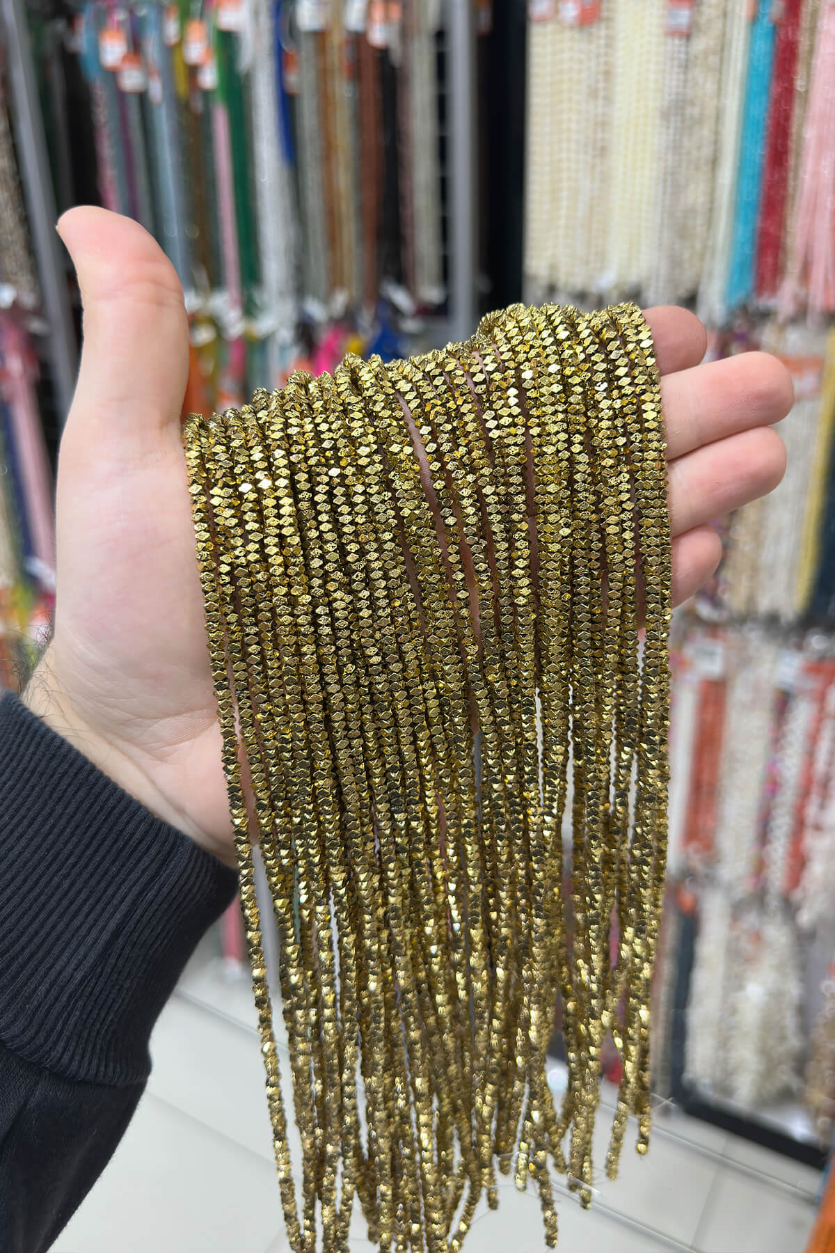 Hematit Taşı Rondela Kesim 3x2mm-Pütürlü Antik Sarı Doğal Taş Dizi