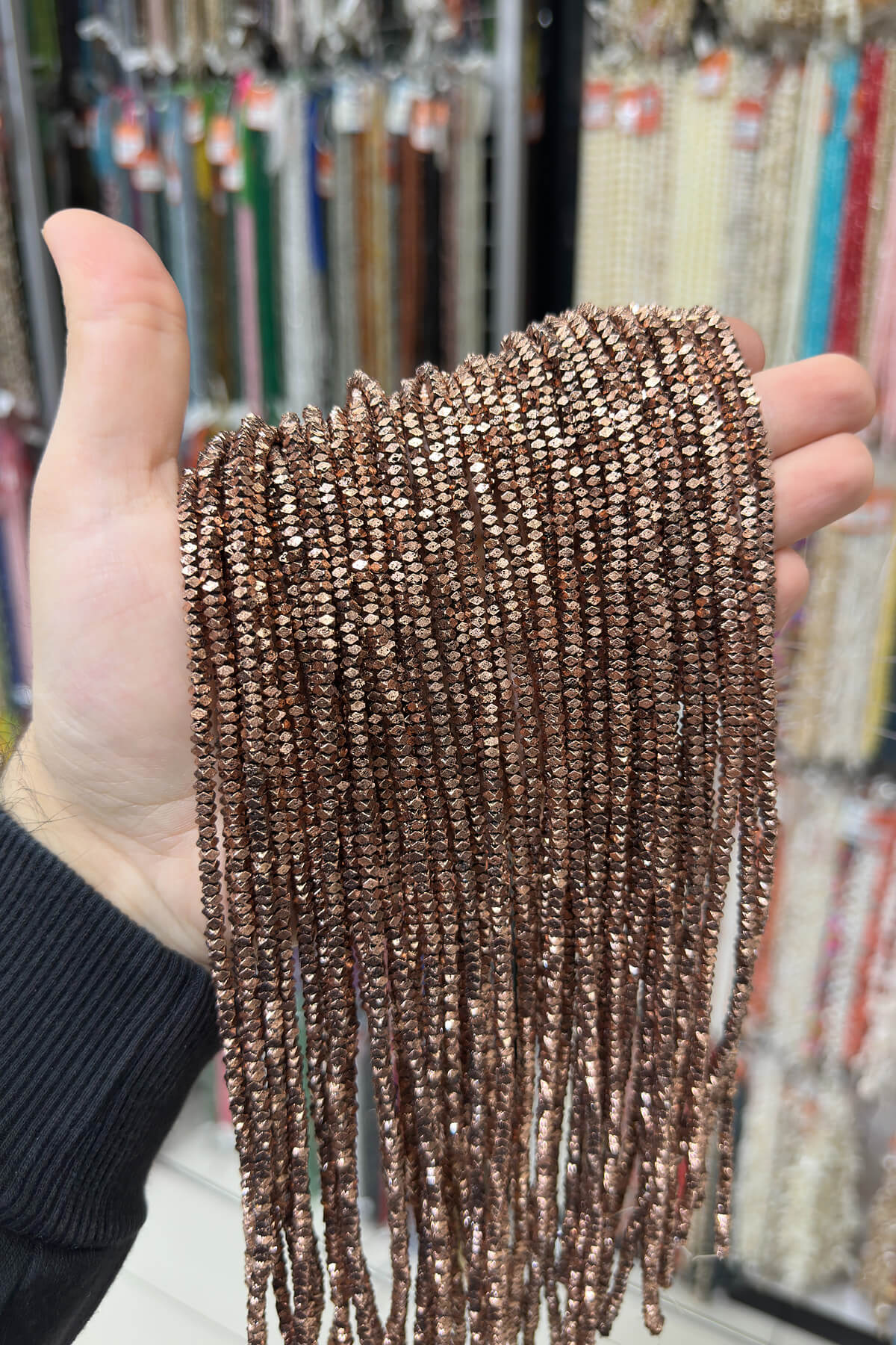 Hematit Taşı Rondela Kesim 3x2mm-Pütürlü Antik Bakır Doğal Taş Dizi