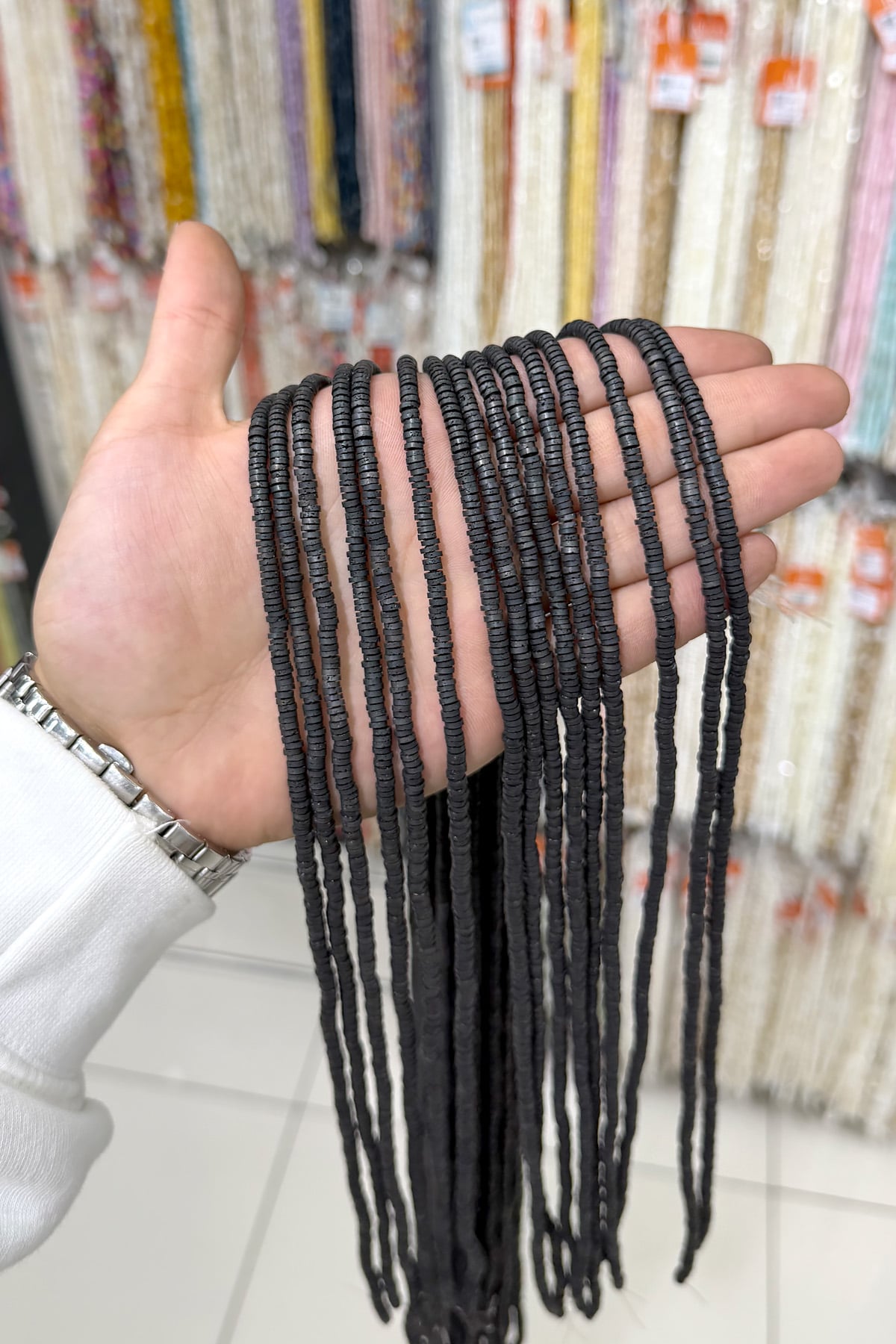 Hematit Taşı Rondela Kesim 4x1mm- Mat Siyah Doğal Taş Dizi