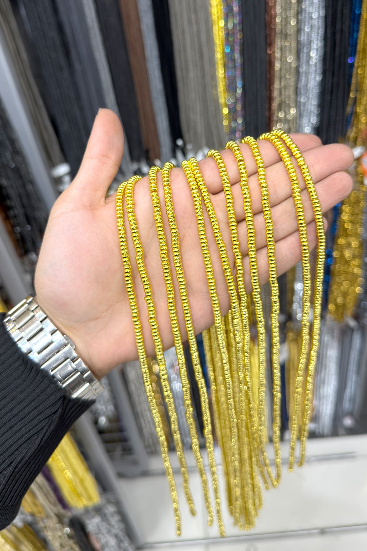 Hematit Taşı Rondela Kesim 4x2mm- Altın Sarı Doğal Taş Dizi