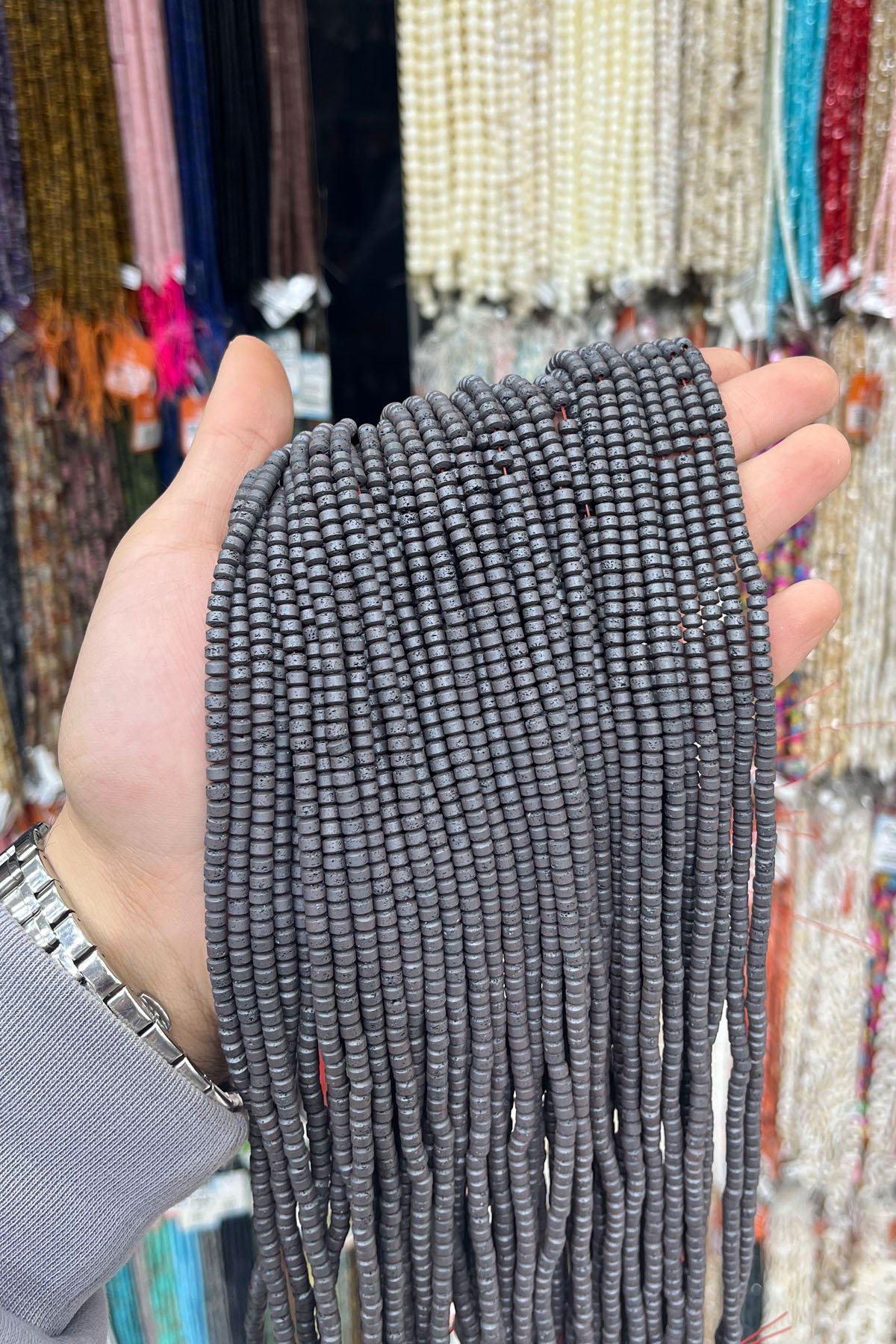 Hematit Taşı Rondela Kesim 4x2mm- Mat Gri Doğal Taş Dizi
