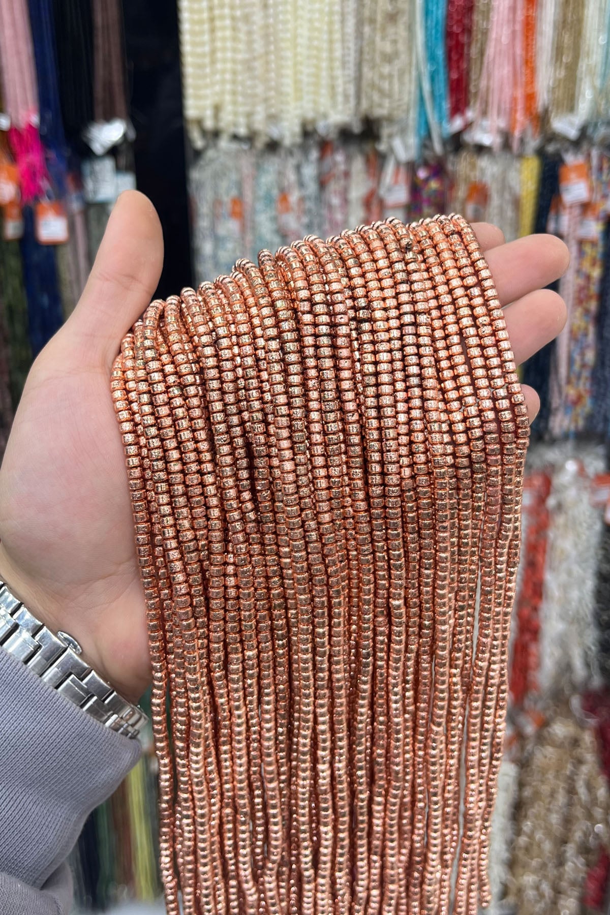 Hematit Taşı Rondela Kesim 4x2mm- Parlak Roz Doğal Taş Dizi