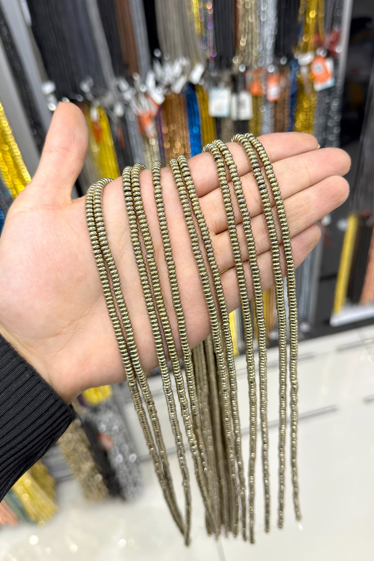 Hematit Taşı Rondela Kesim 4x2mm- Parlak Antik Sarı Doğal Taş Dizi