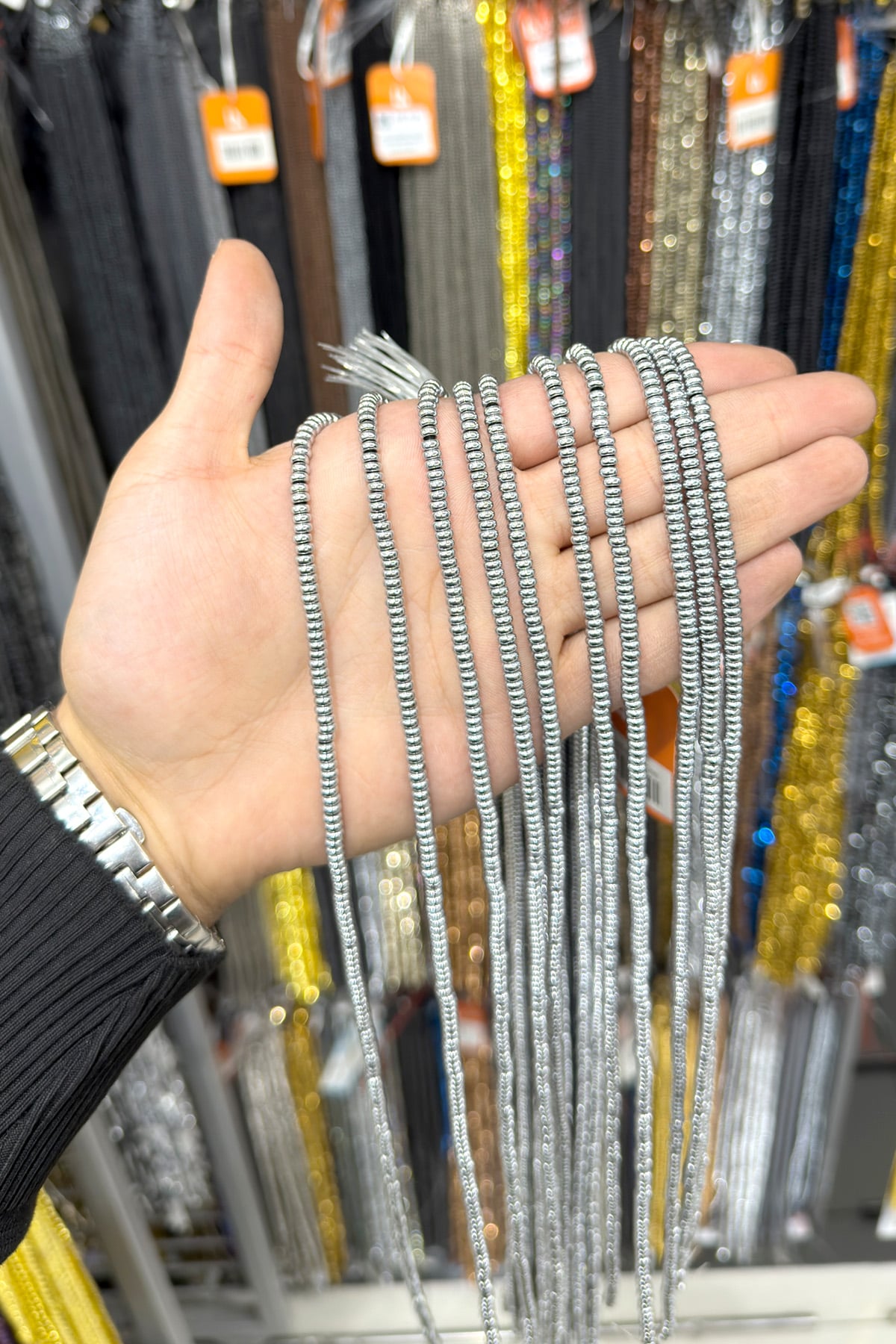 Hematit Taşı Rondela Kesim 4x2mm- Parlak Gümüş Doğal Taş Dizi
