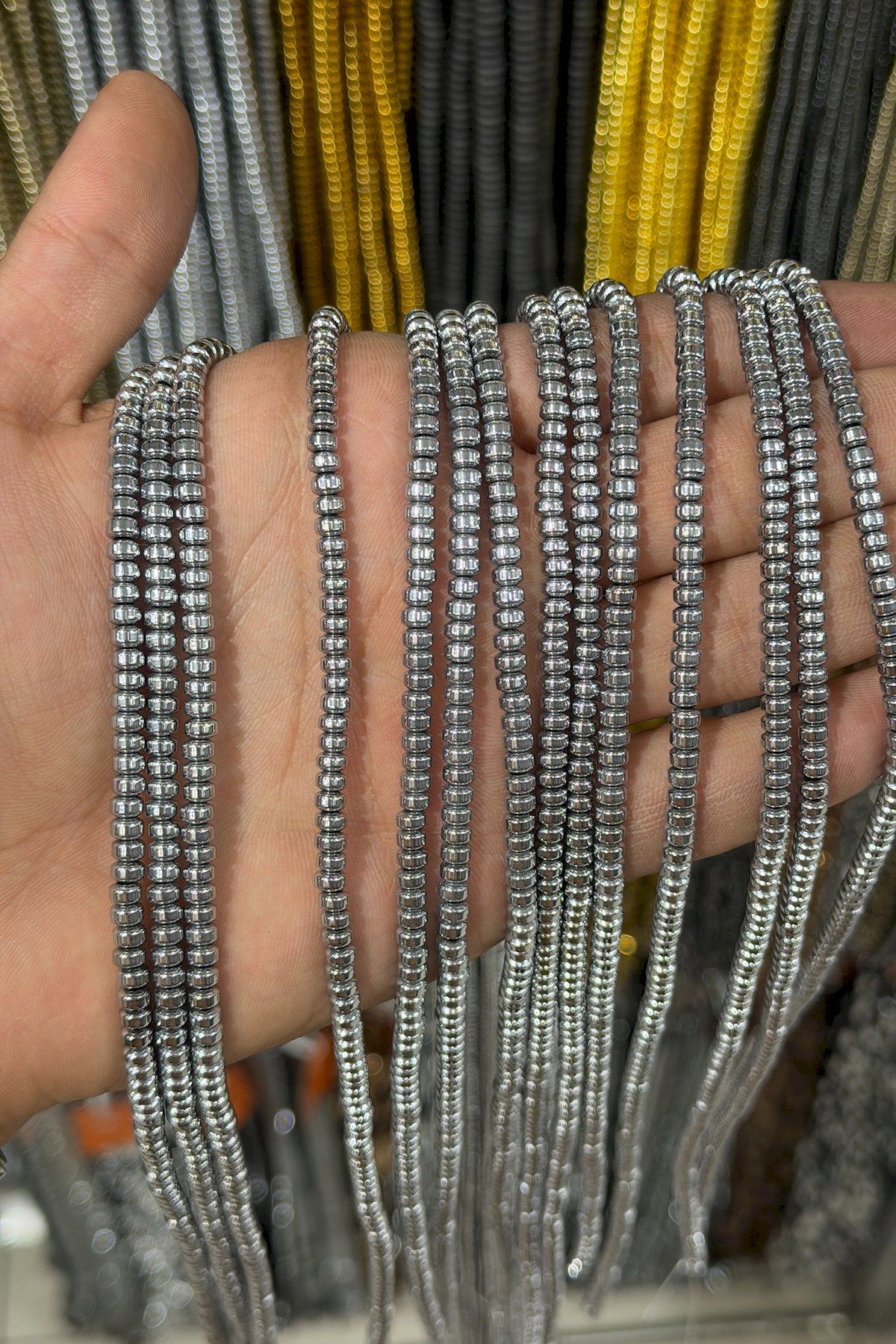 Hematit Taşı Rondela Kesim 4x3mm- Mat Gri 4x3mm Doğal Taş Dizi