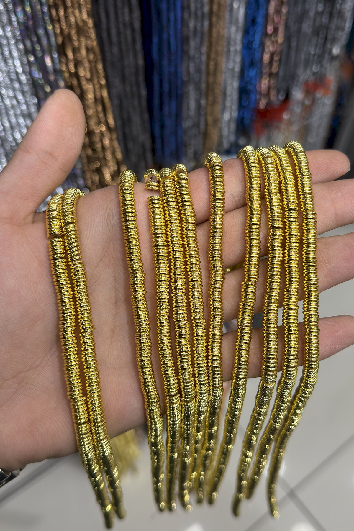 Hematit Taşı Rondela Kesim 6x1mm- Altın Sarı Doğal Taş Dizi