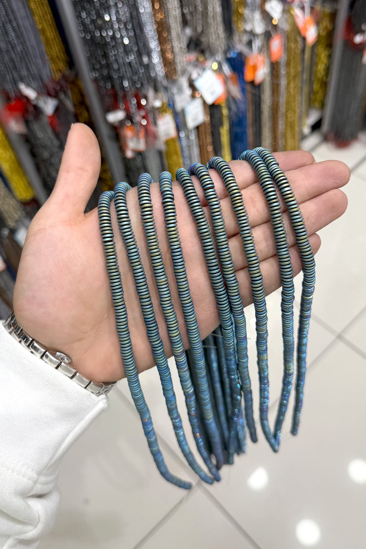 Hematit Taşı Rondela Kesim 6x1mm- Mat Yeşil Doğal Taş Dizi
