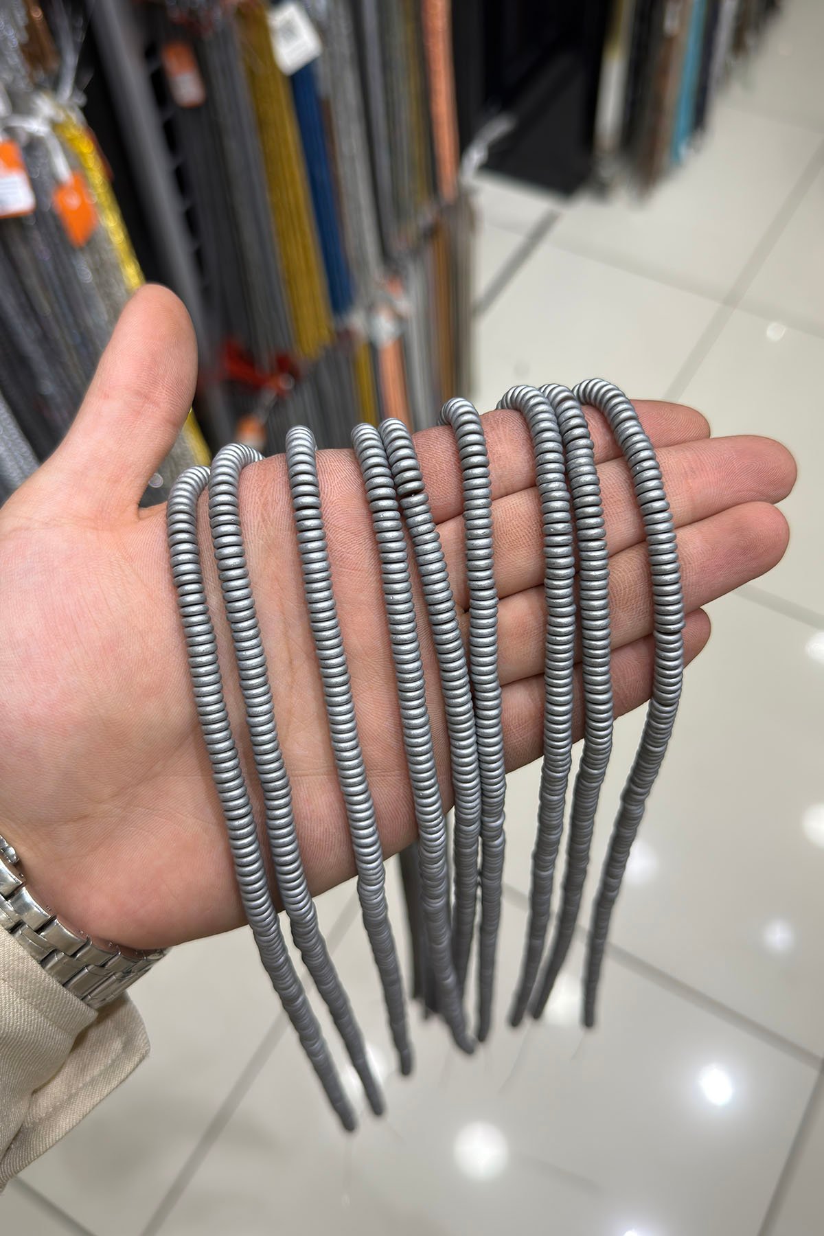Hematit Taşı Rondela Kesim 6x2mm- Mat Açık Gri Doğal Taş Dizi
