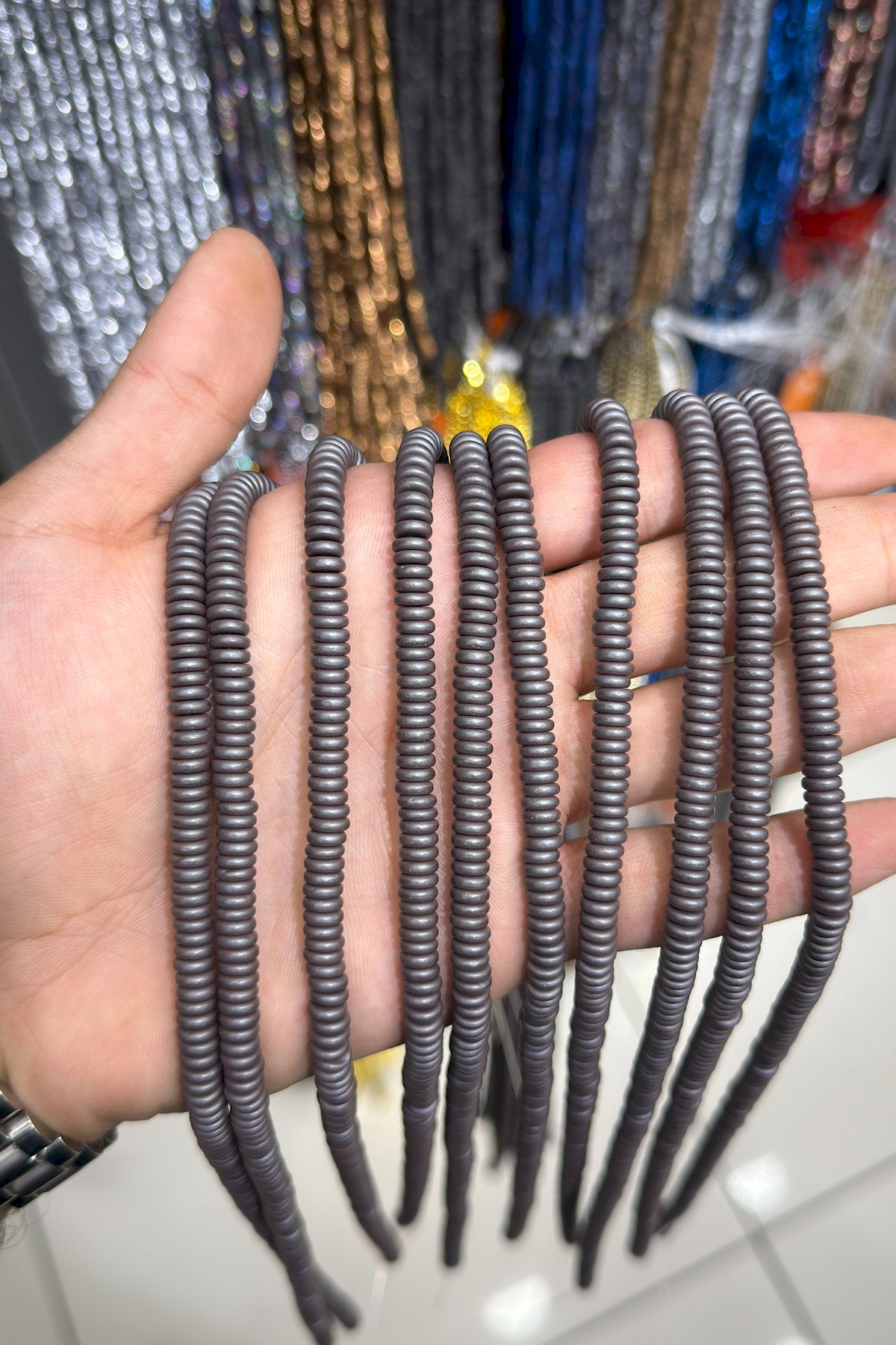 Hematit Taşı Rondela Kesim 6x2mm- Mat Gri Doğal Taş Dizi