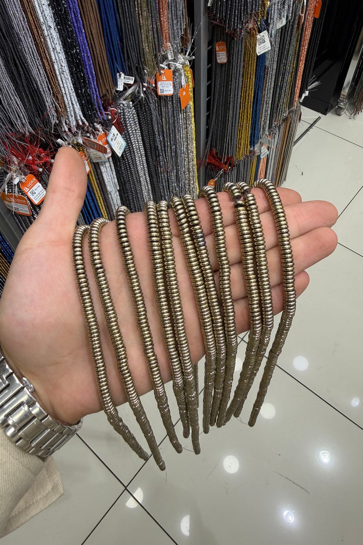 Hematit Taşı Rondela Kesim 6x2mm- Parlak Antik Sarı Doğal Taş Dizi